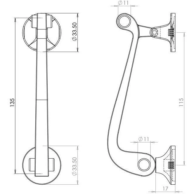 Scroll Door Knocker - 135mm - Polished Brass - Image 3