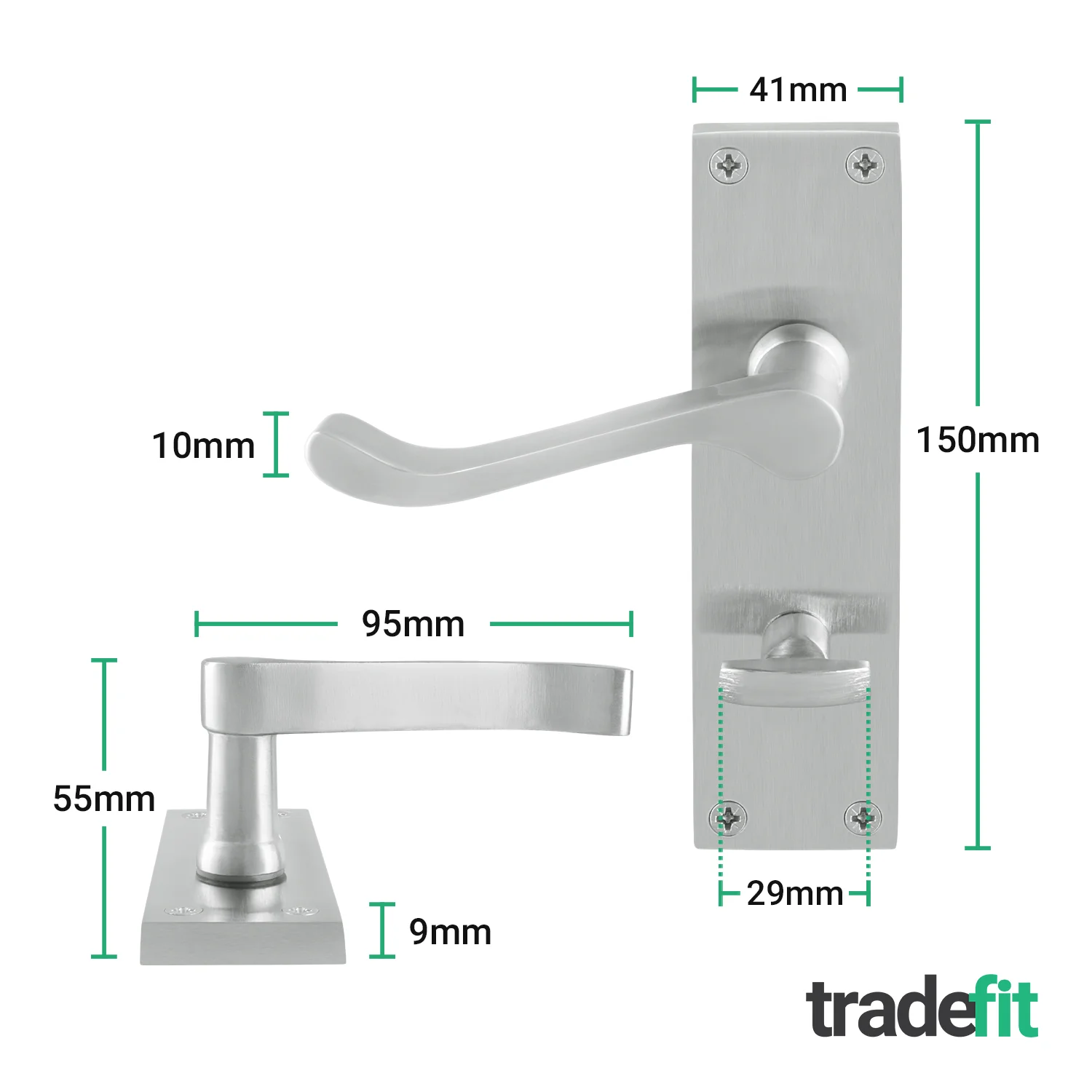 Victorian Scroll Satin Chrome Lever Door Handles - Bathroom - Image 2