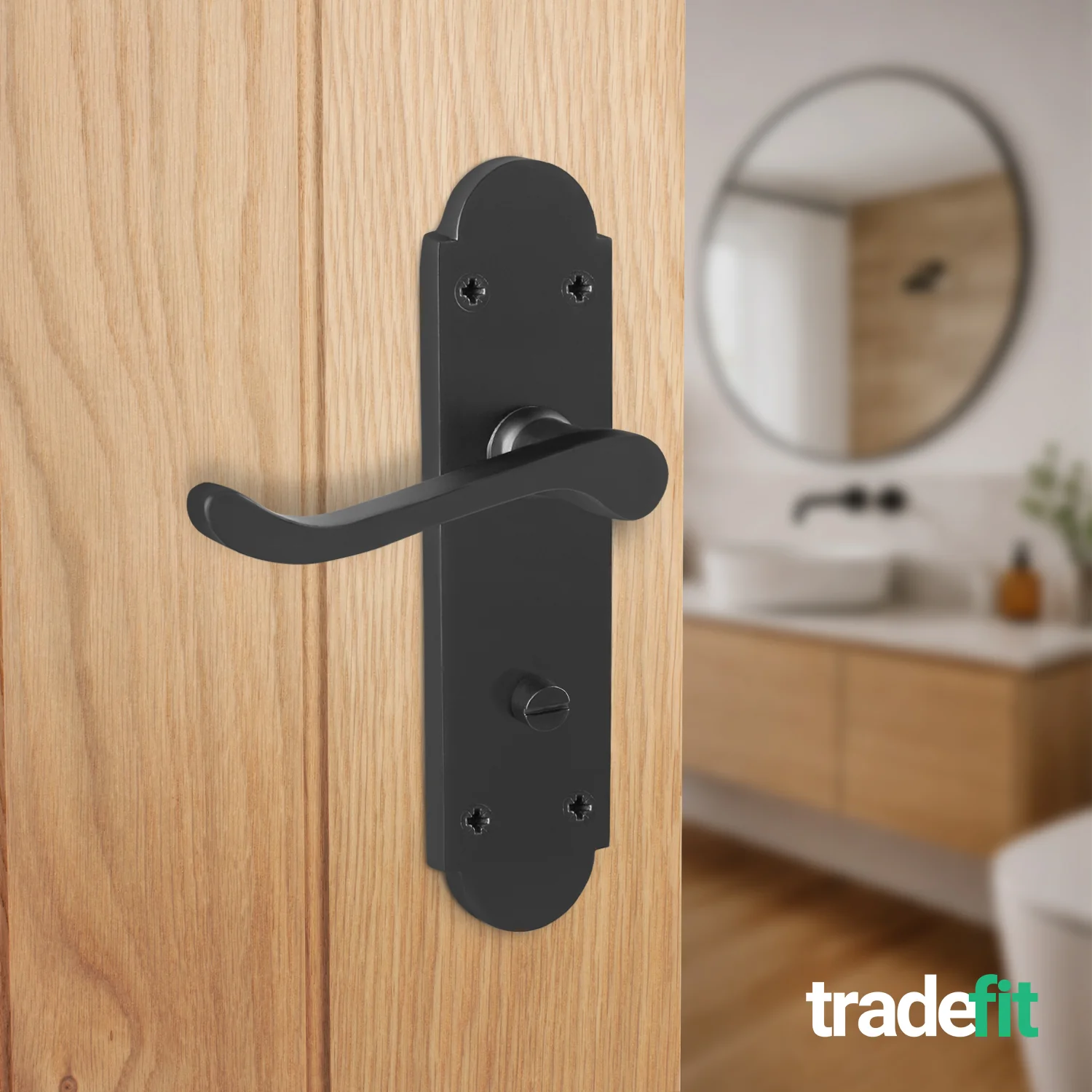 Victorian Rectory Matt Black Lever Door Handles - Bathroom - Image 4