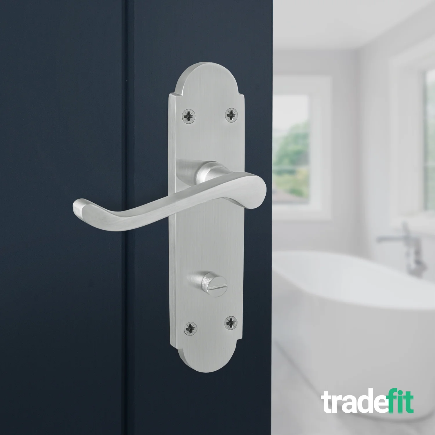 Victorian Rectory Satin Chrome Lever Door Handles - Bathroom - Image 4