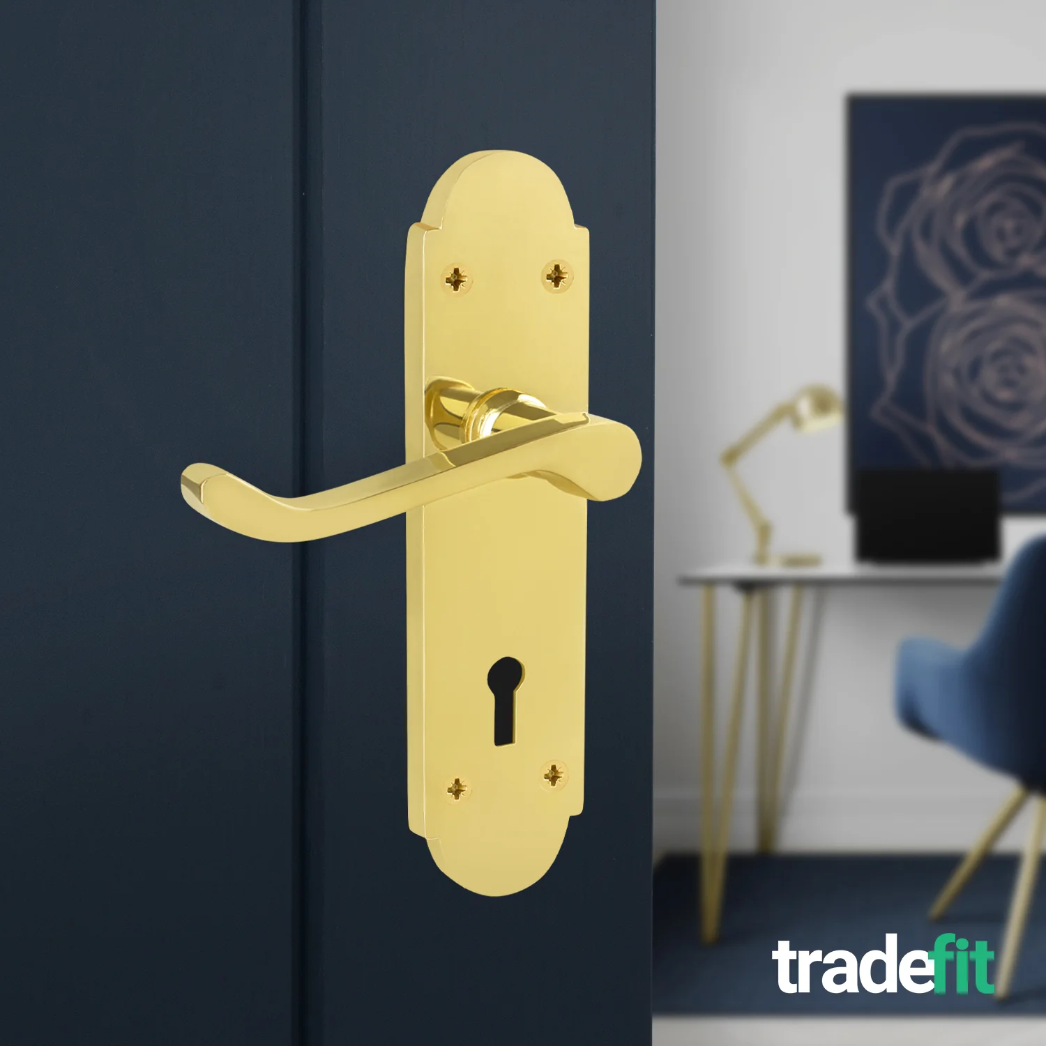 Victorian Rectory Polished Brass Lever Door Handle Pack - 64mm Sashlock - 76mm Hinges - Image 6