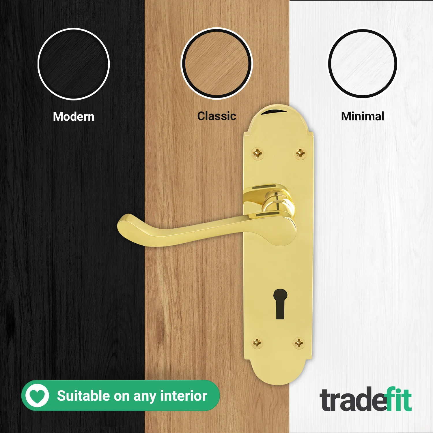 Victorian Rectory Polished Brass Lever Door Handle Pack - 64mm Sashlock - 76mm Hinges - Image 7