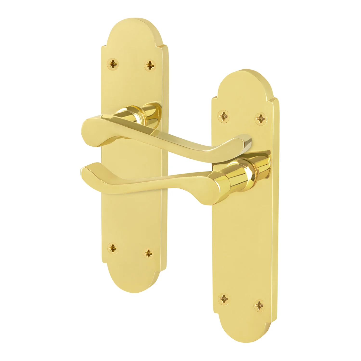 Victorian Rectory Polished Brass Lever Door Handles - Latch
