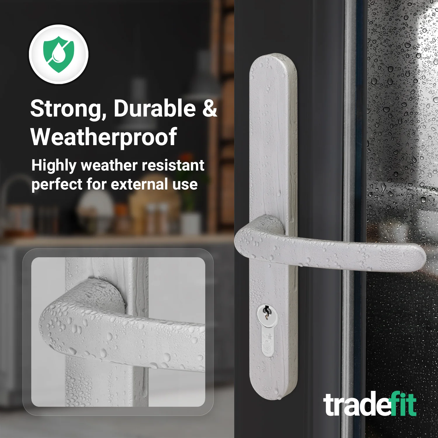 Silver UPVC Door Handles - 68mm PZ Centres - 215mm Fixing Centres - 246 x 32mm - Image 5
