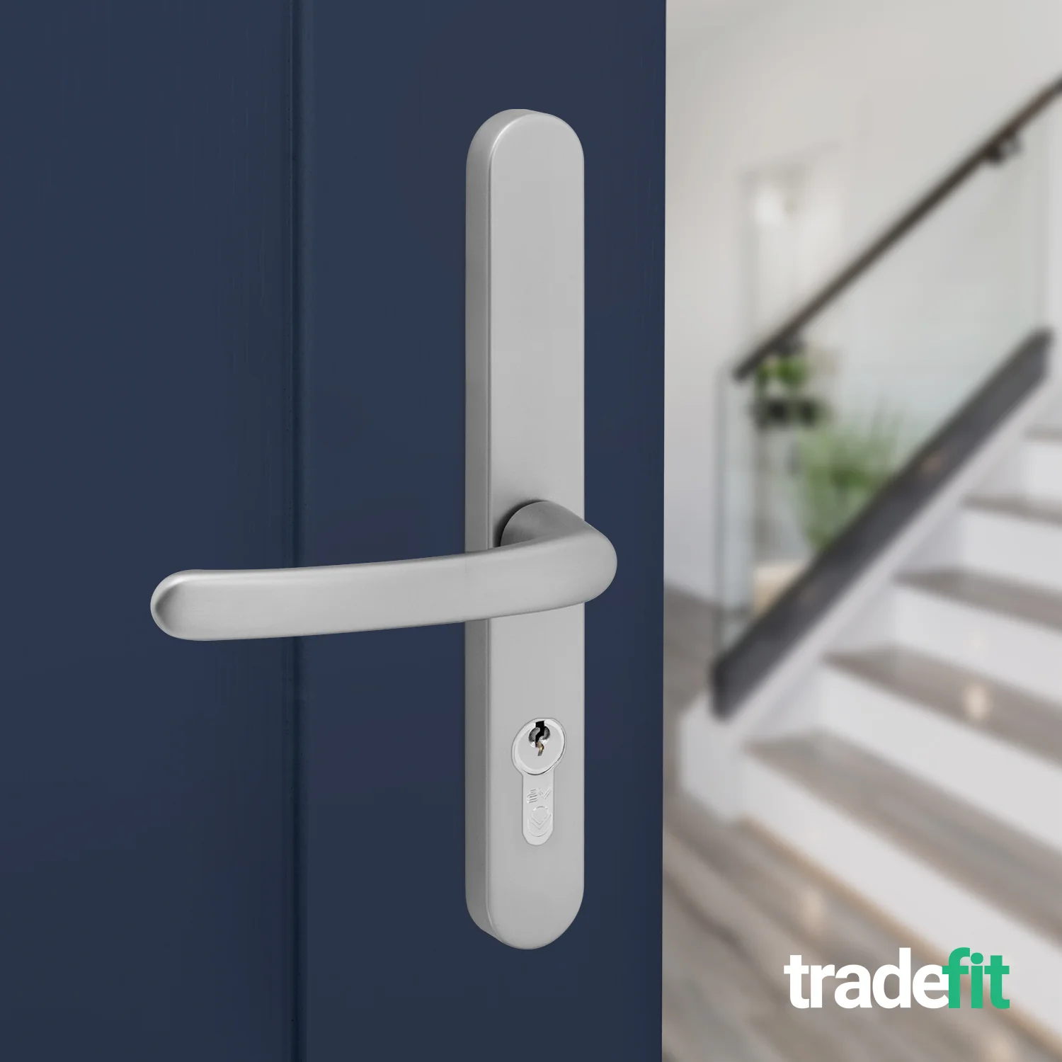 Silver UPVC Door Handles - 68mm PZ Centres - 215mm Fixing Centres - 246 x 32mm - Image 6