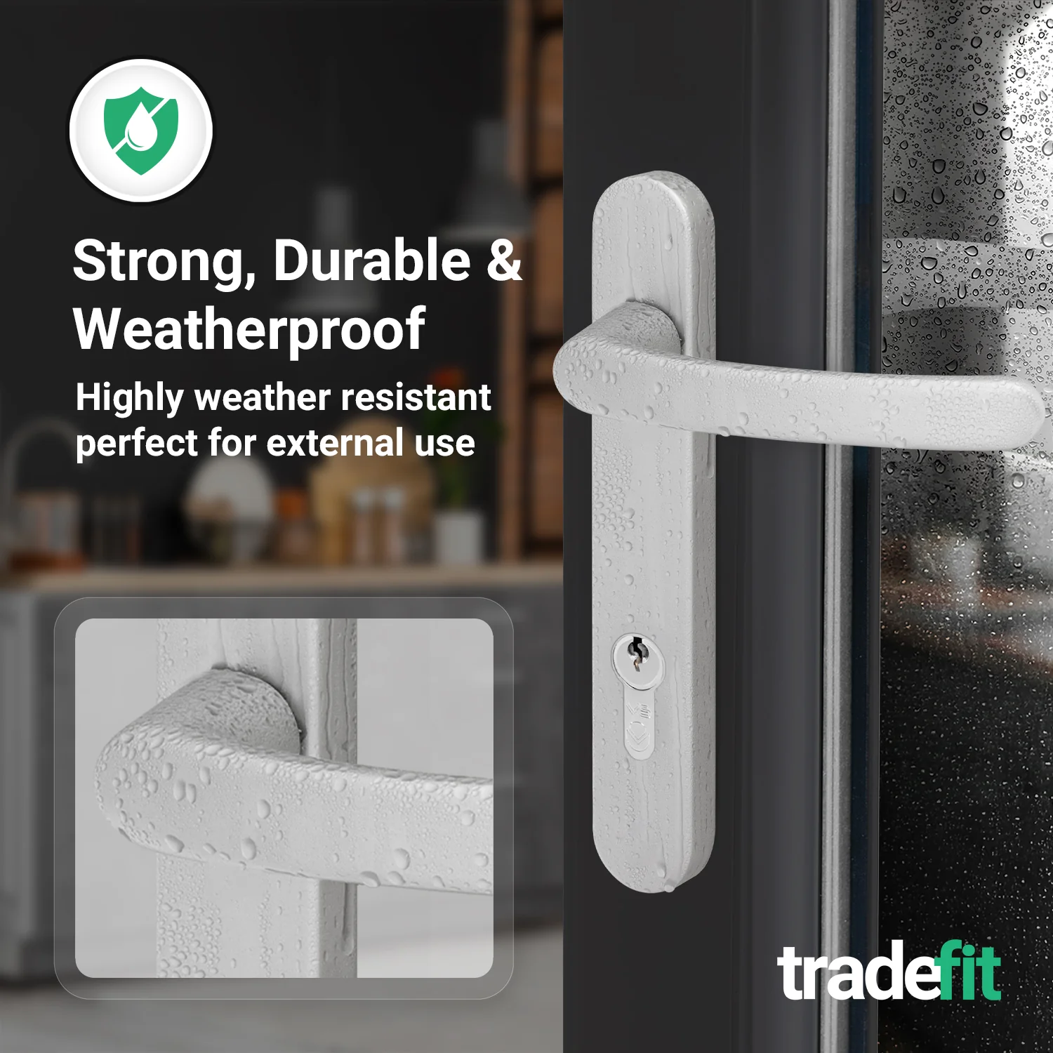 Silver UPVC Door Handles - 92mm PZ Centres - 122mm Fixing Centres - 240 x 32mm - Image 5
