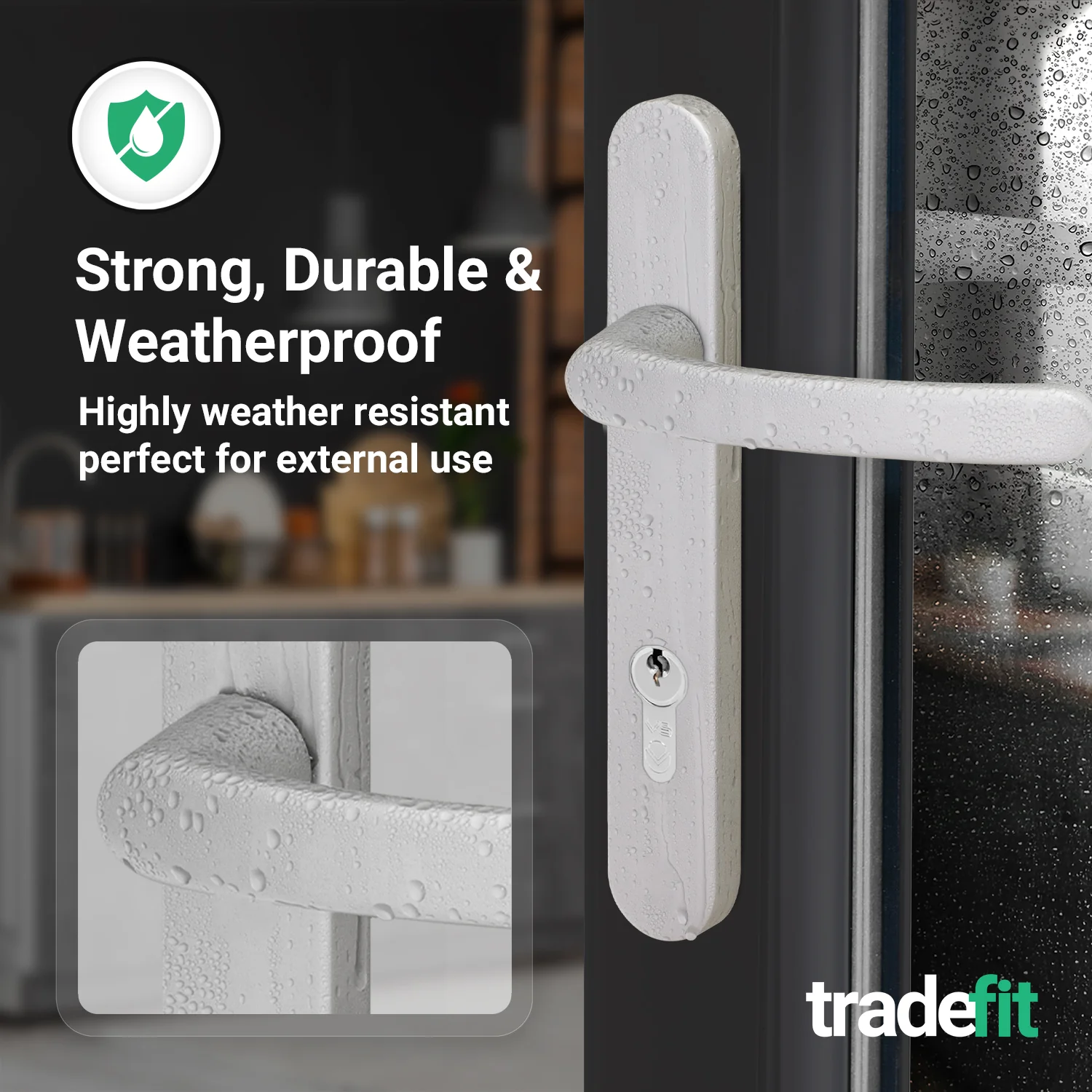 Silver UPVC Door Handles - 92mm PZ Centres - 122mm Fixing Centres - 245 x 34mm - Image 5