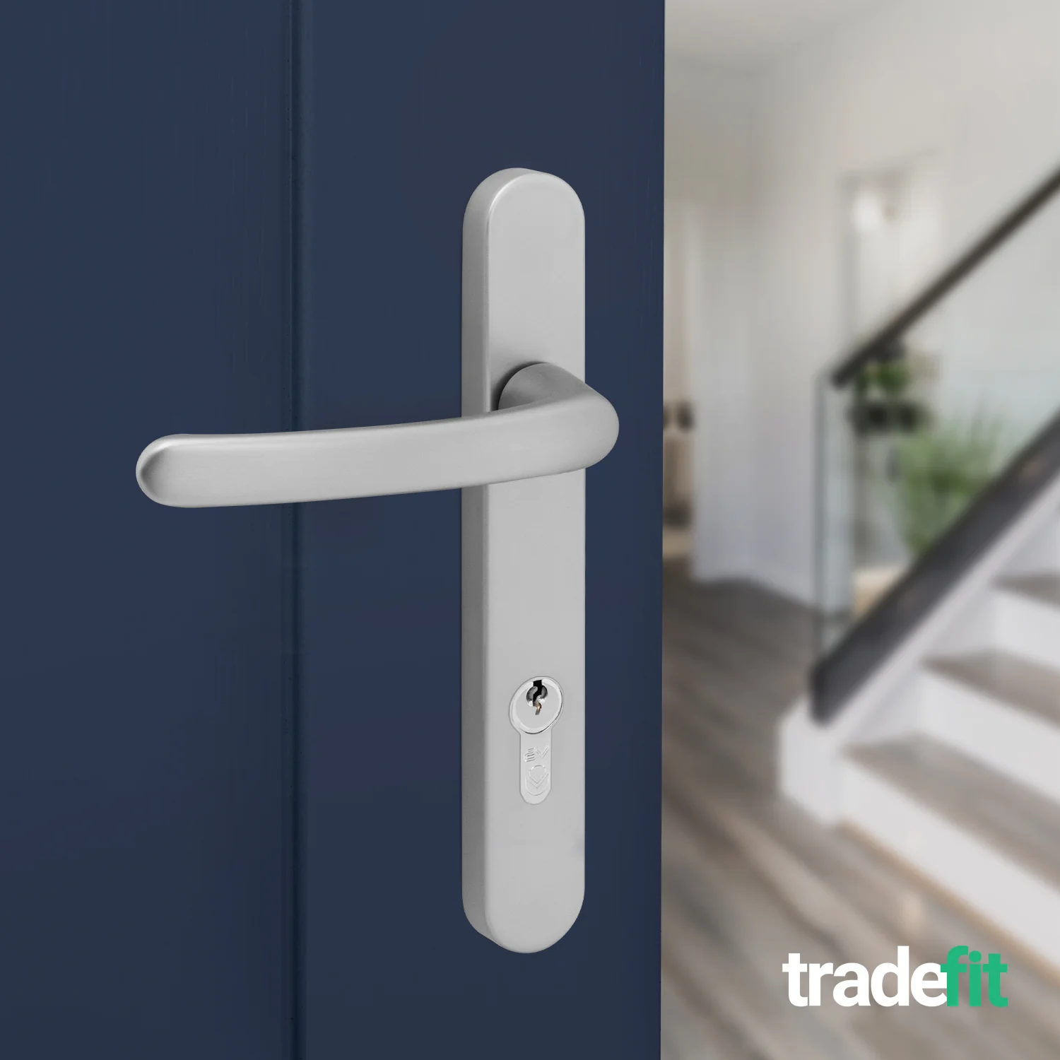 Silver UPVC Door Handles - 92mm PZ Centres - 122mm Fixing Centres - 245 x 34mm - Image 6
