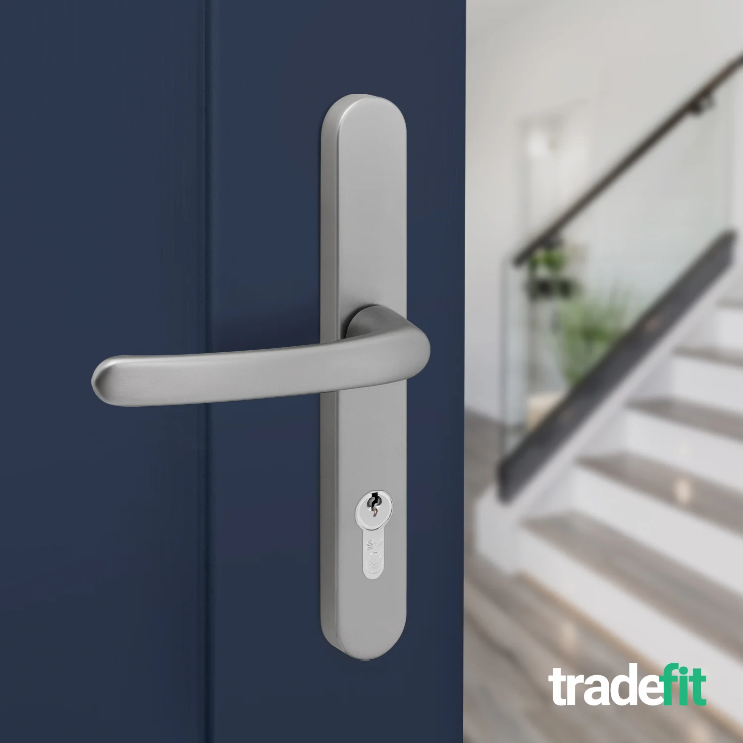 Silver UPVC Door Handles - 92mm PZ Centres - 210 mm Fixing Centres - 242 x 34mm - Image 6