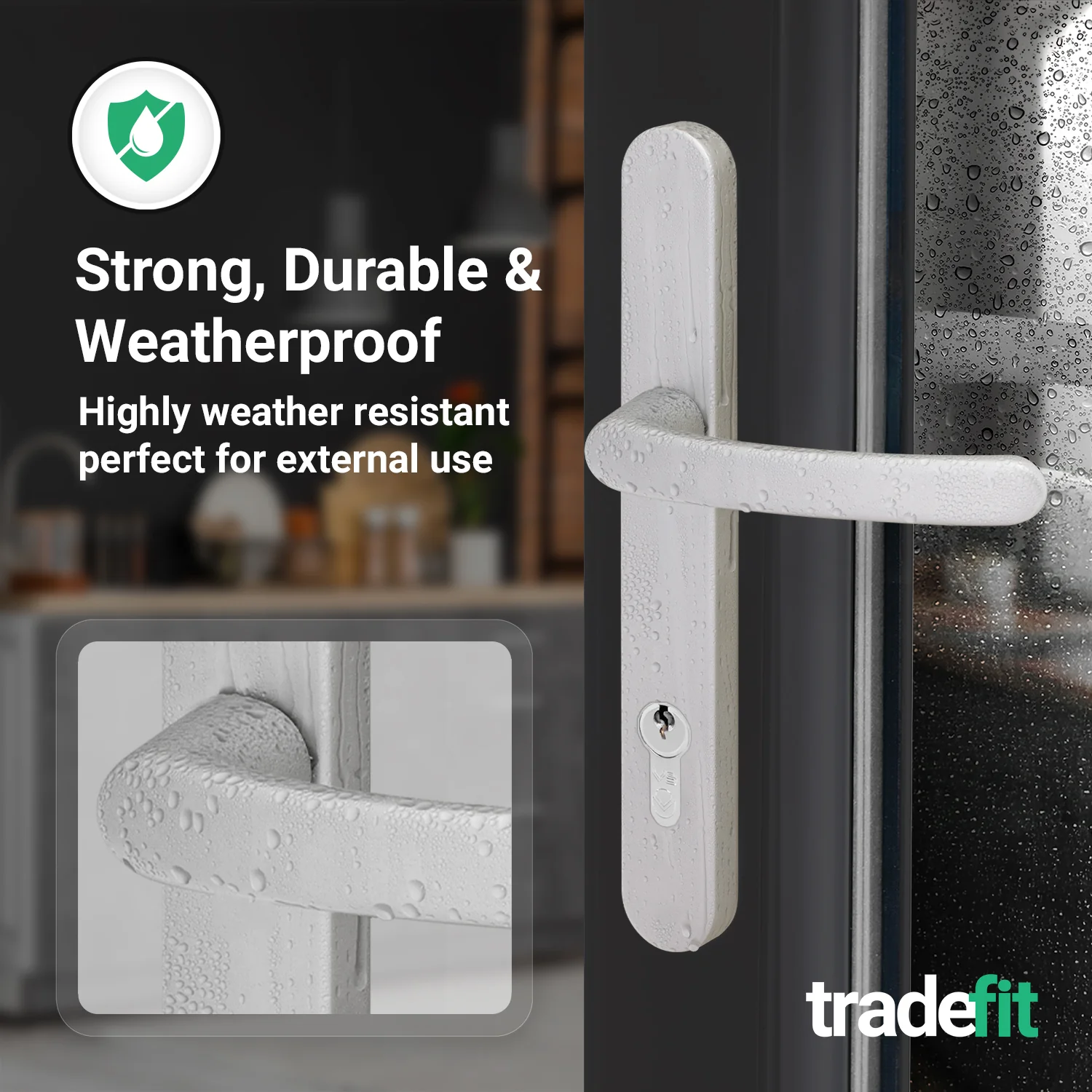 Silver UPVC Door Handles - 92mm PZ Centres - 215mm Fixing Centres - 246 x 32mm - Image 5