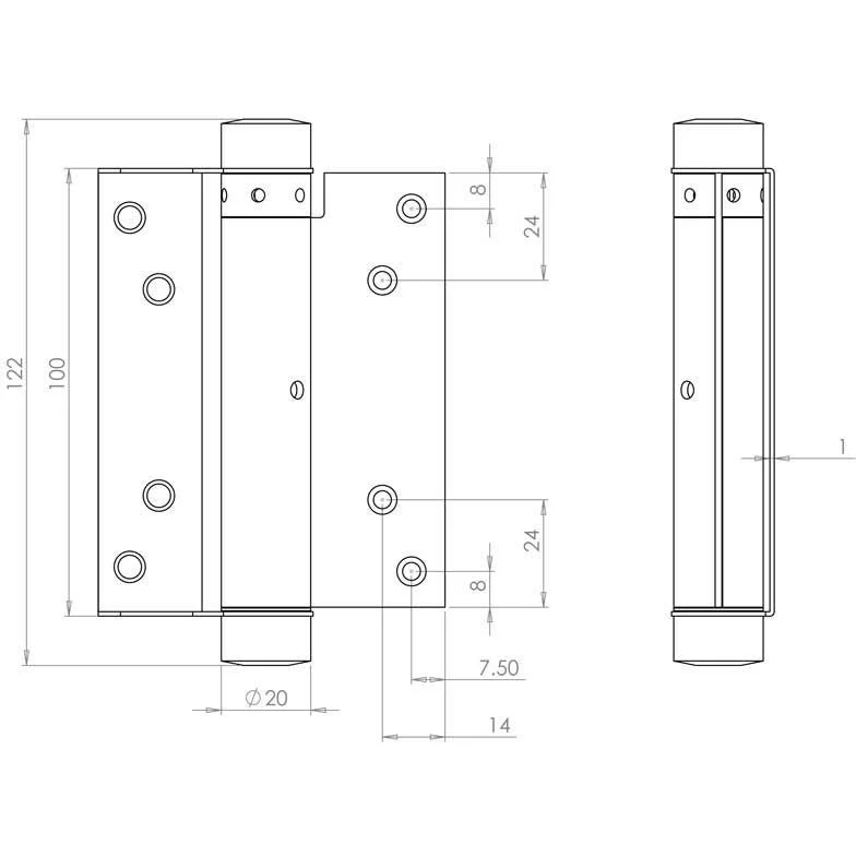 Single Action Spring Hinge - 100mm - Silver - Image 2