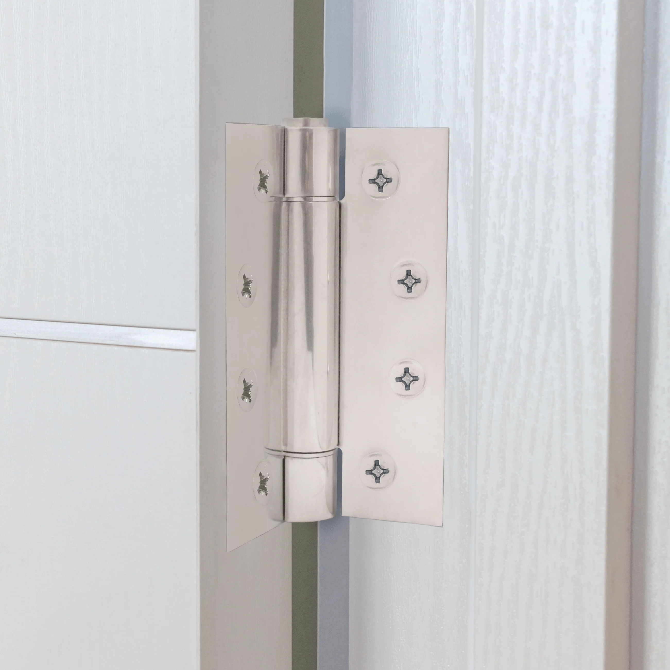 Single Action Spring Hinges 4" Stainless Steel - 102x76x3mm - Polished - Pair - Including Screws - Image 3