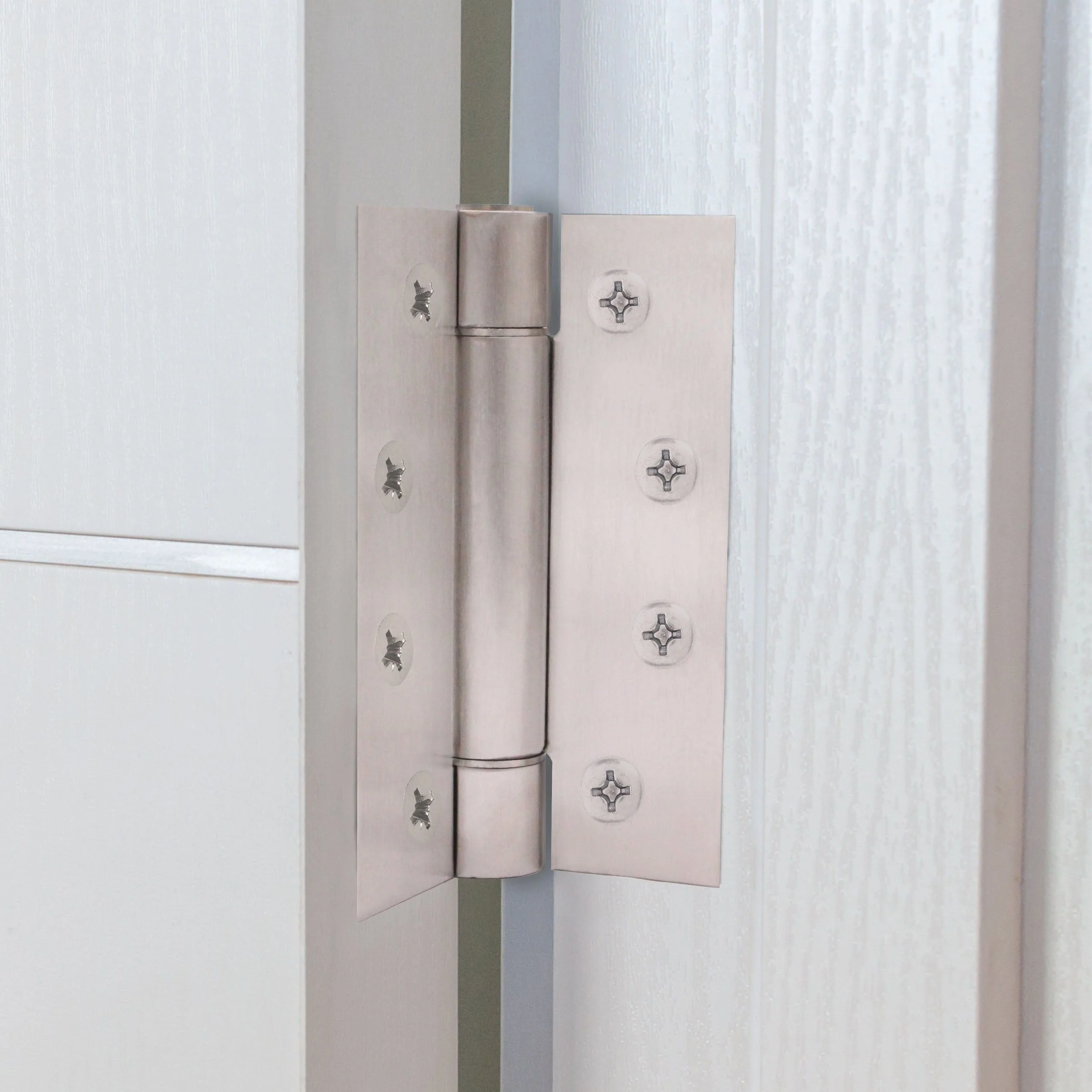 Single Action Spring Hinges 4" Stainless Steel - 102x76x3mm - Satin - Pair - Including Screws - Image 3
