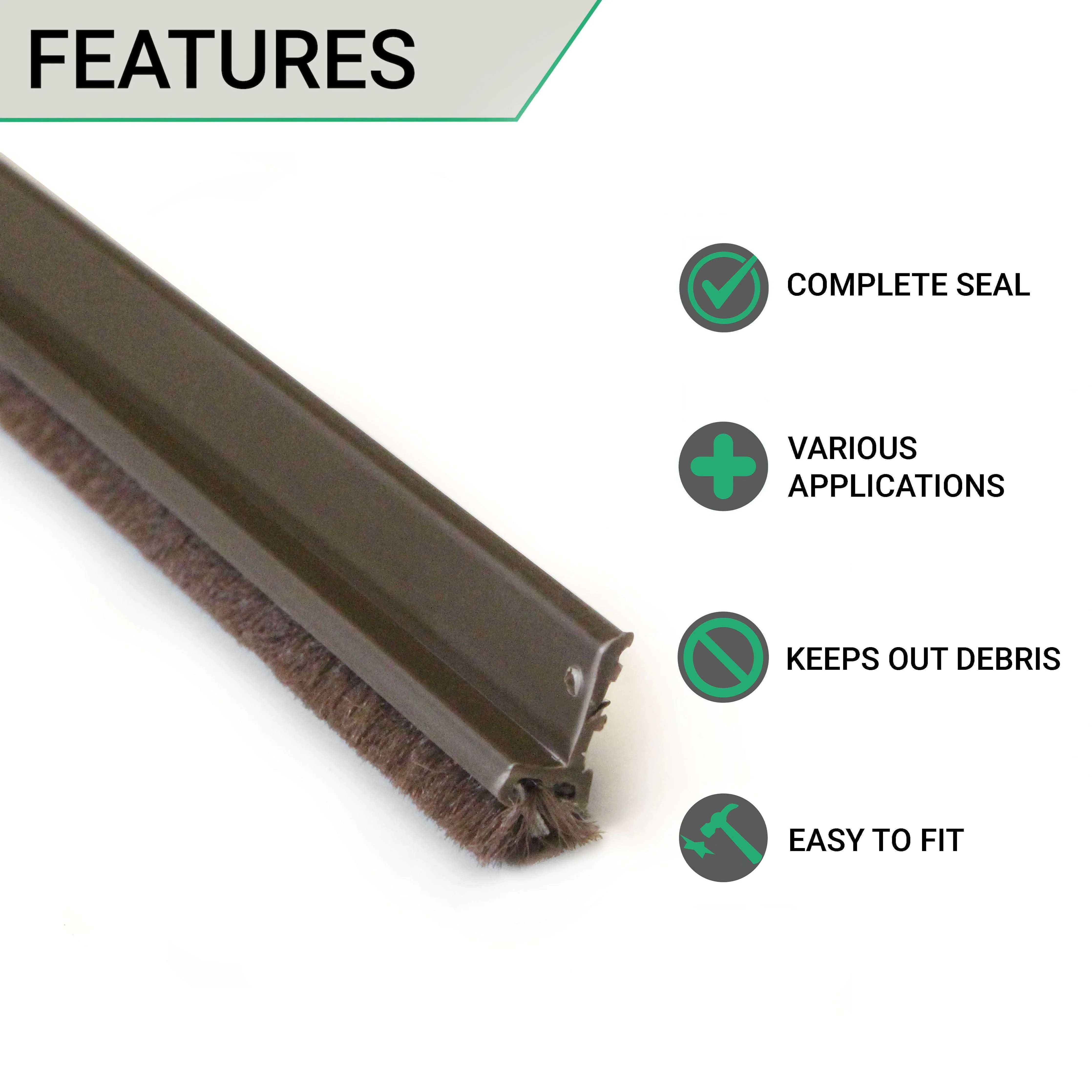 Single Door Weather Seal Set PVC Pile - Brown - Image 2