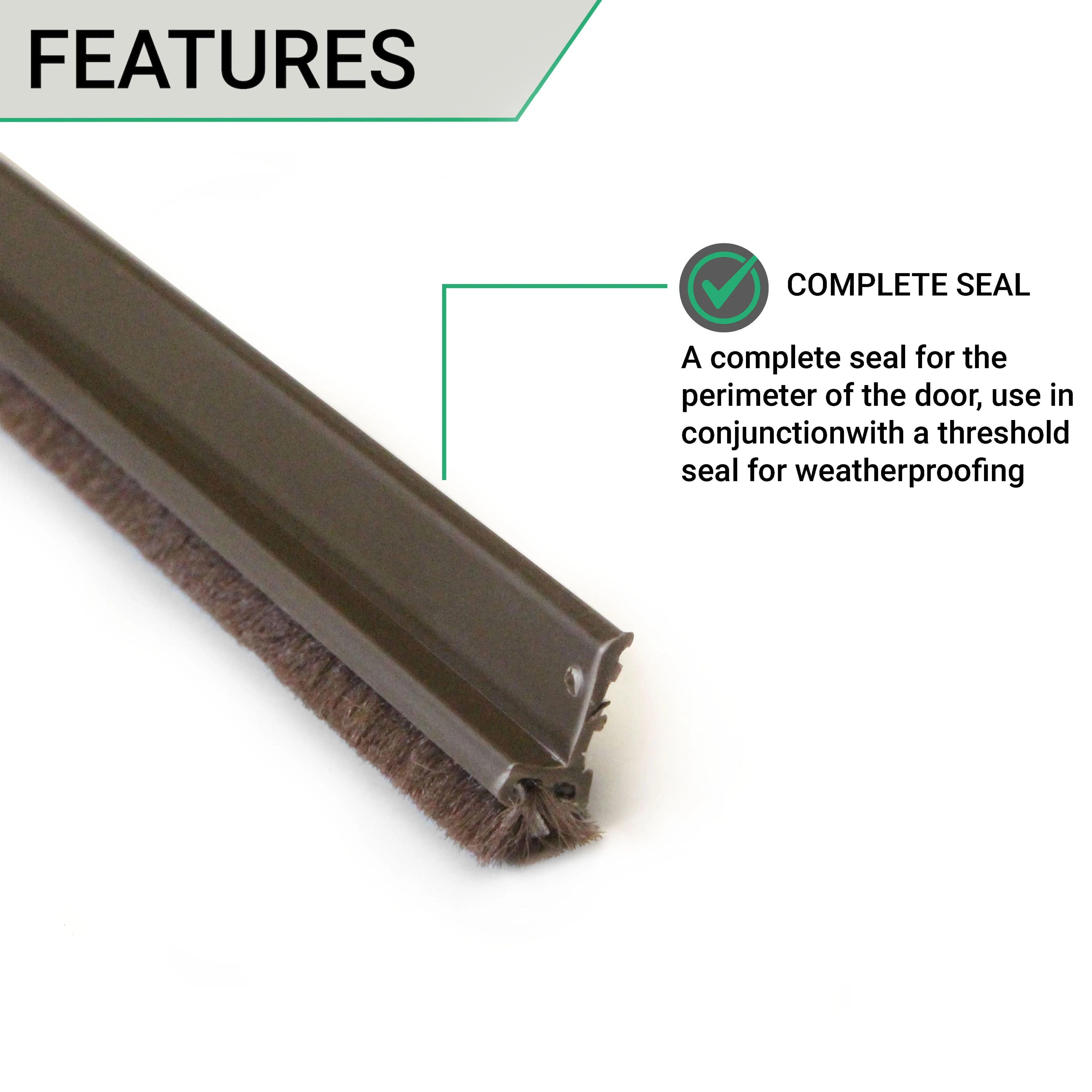 Single Door Weather Seal Set PVC Pile - Brown - Image 3
