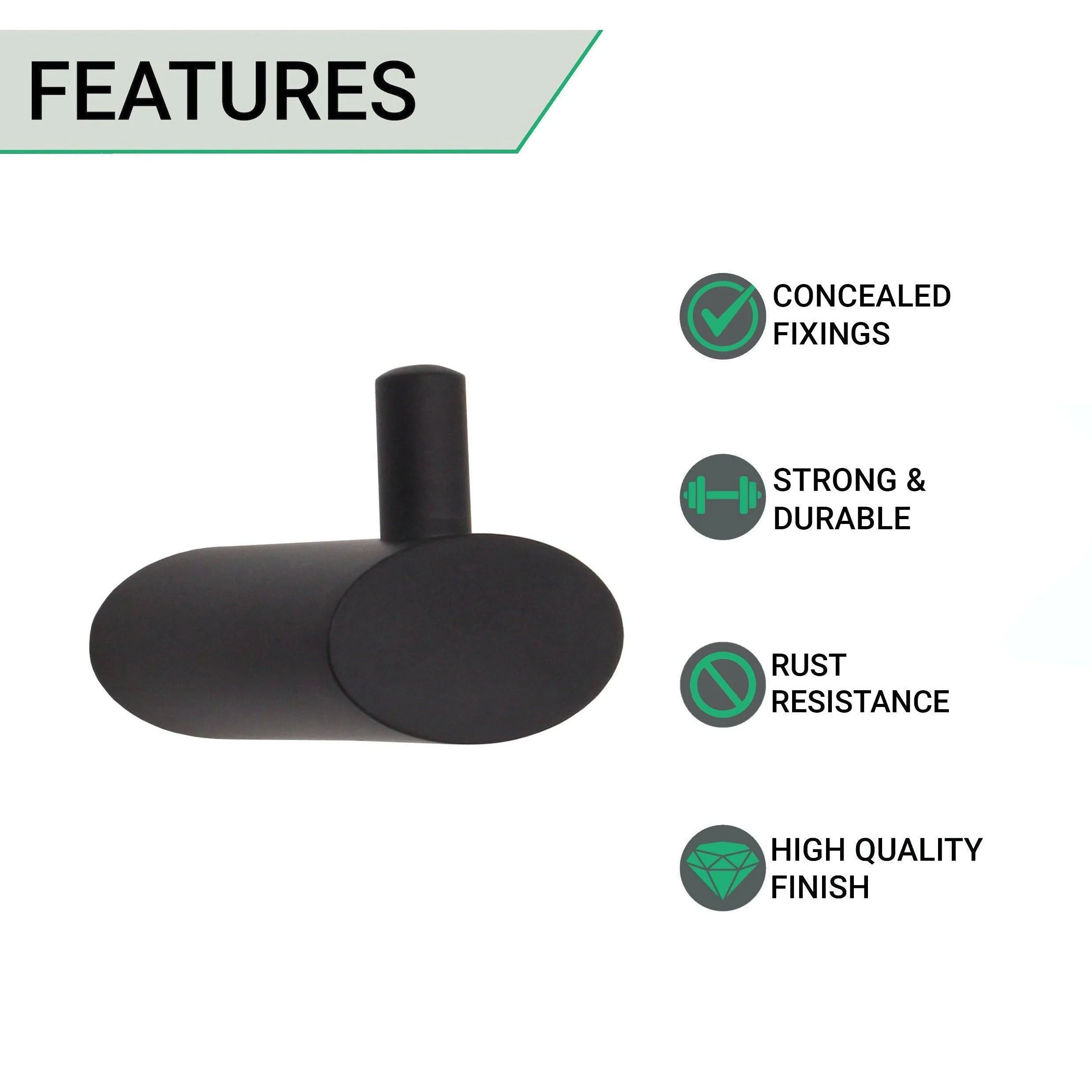 Single Robe Hook - Matt Black - Image 3