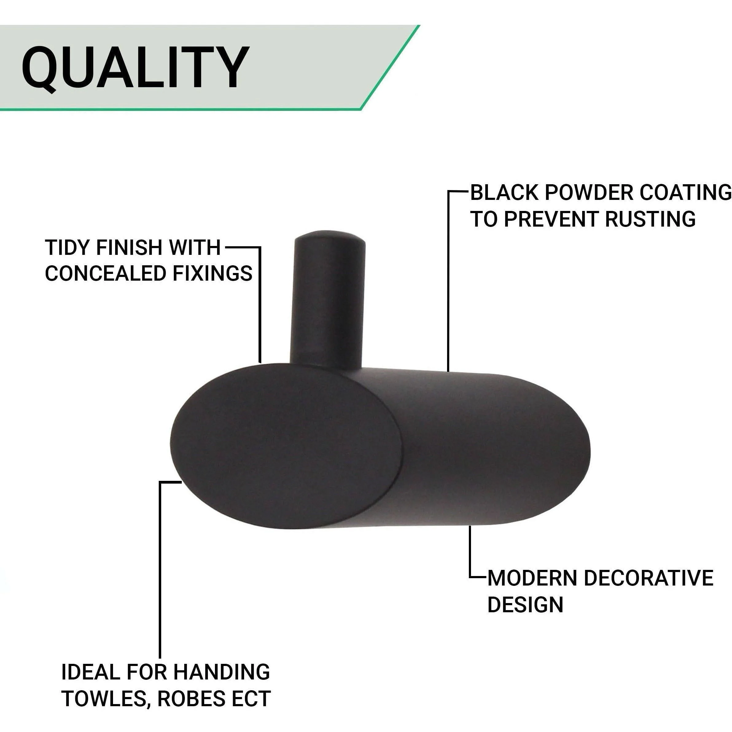 Single Robe Hook - Matt Black - Image 5