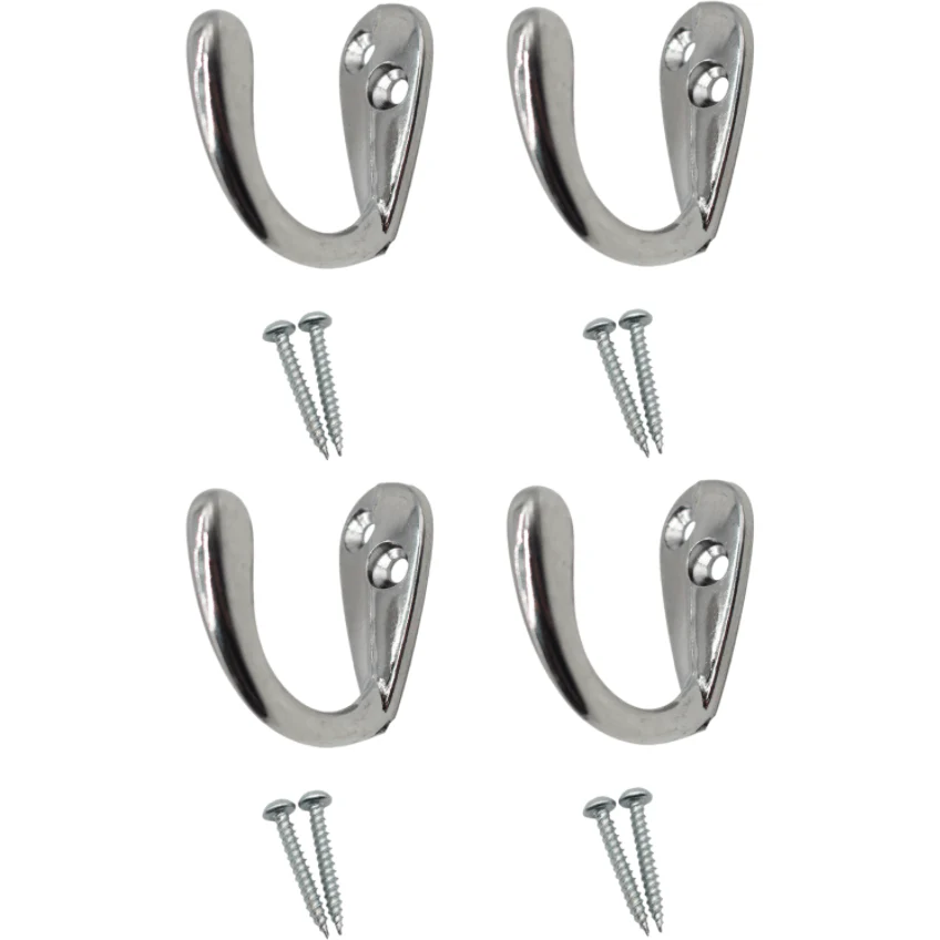 Single Robe Hook - Polished Chrome - Pack of 4