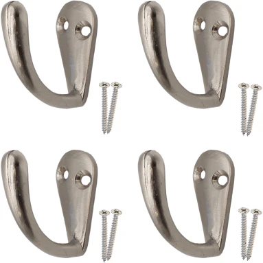 Single Robe Hook - Satin Nickel - Pack of 4