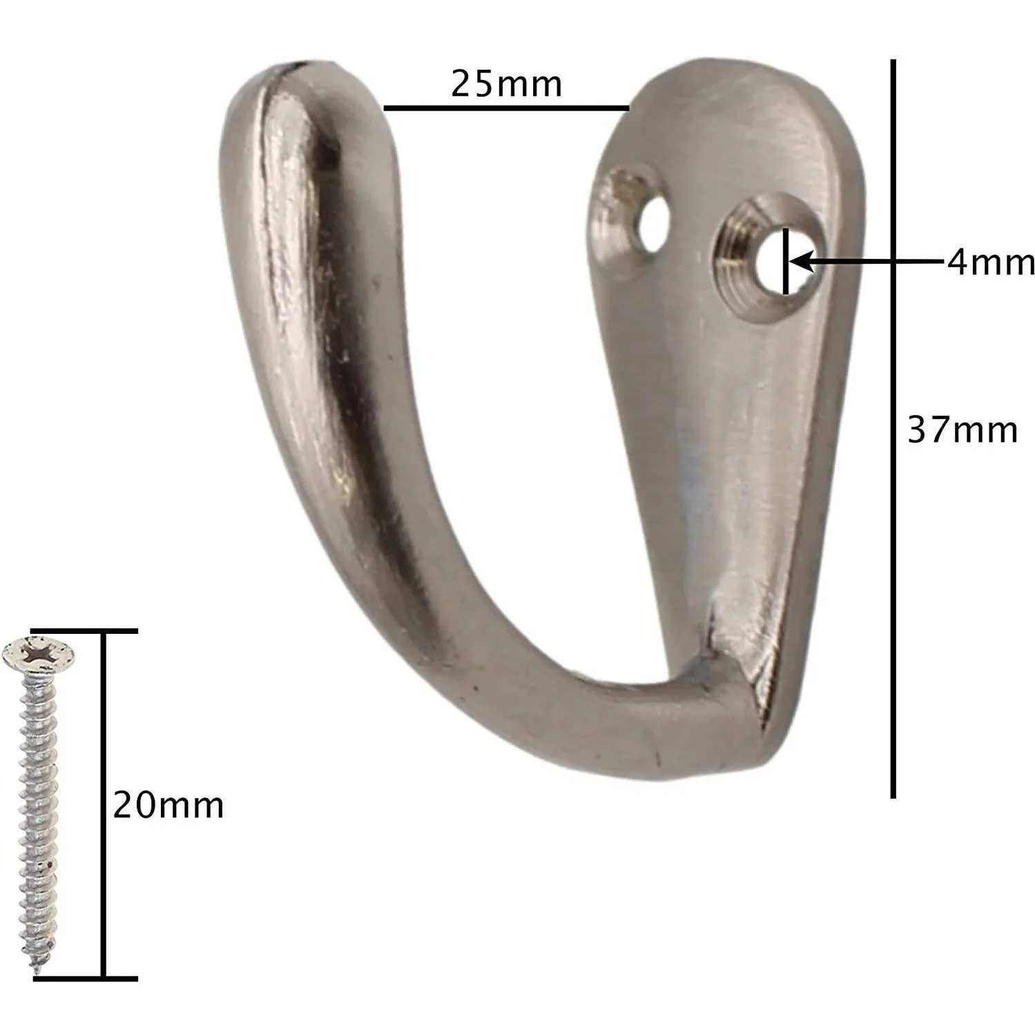 Single Robe Hook - Satin Nickel - Pack of 4 - Image 2