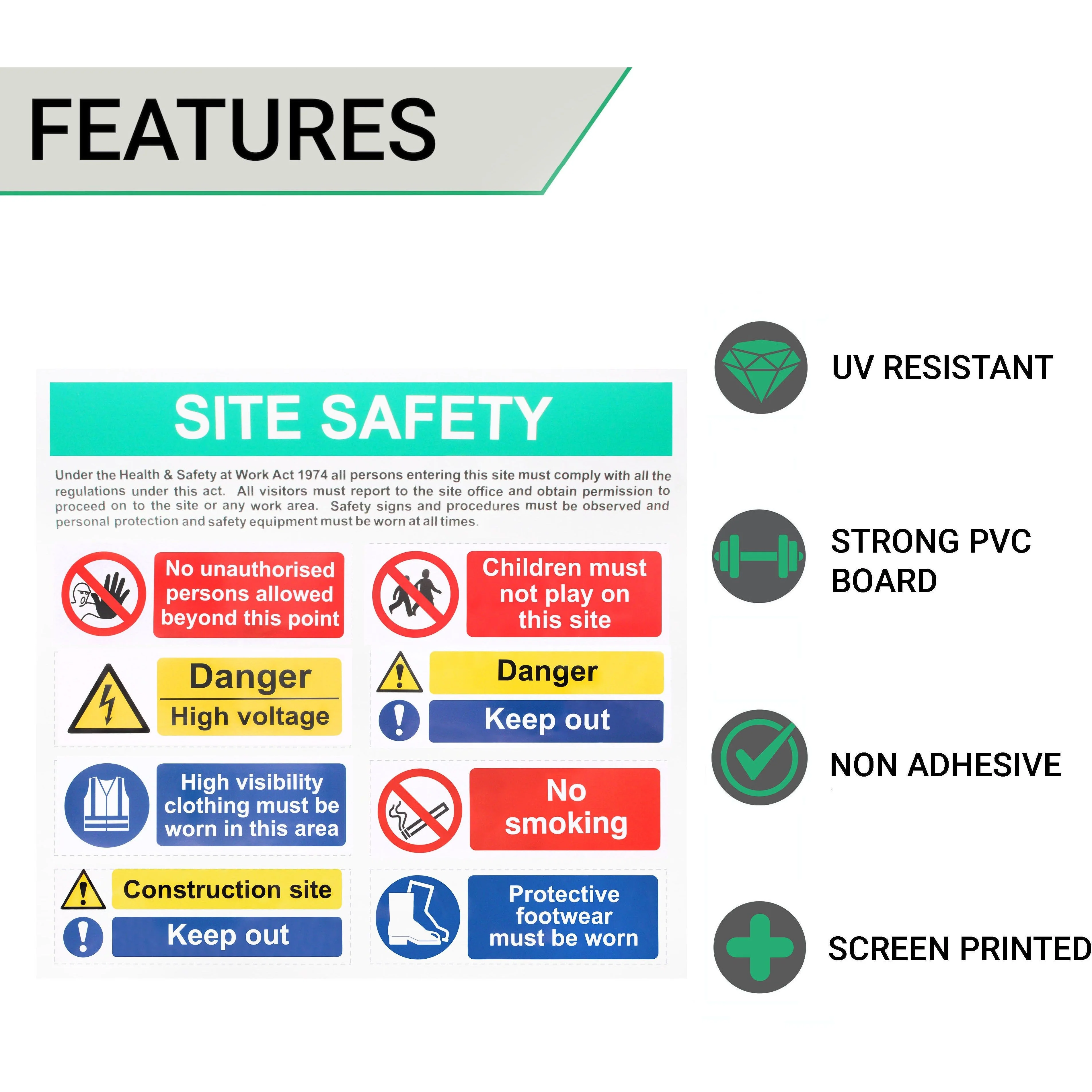 Site Safety Sign Build Own Composite Kit 650 x 650mm with 12 signs - Image 2