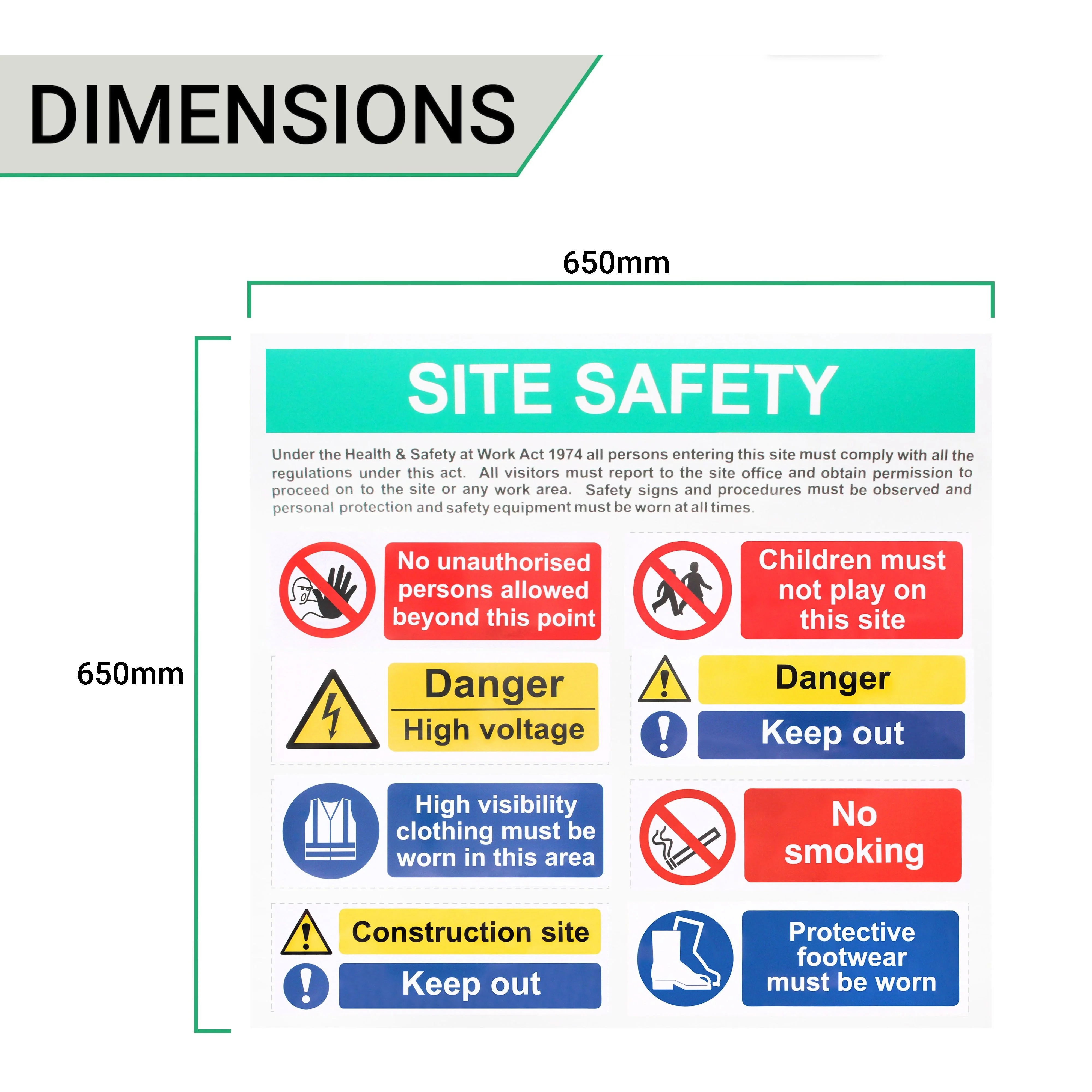 Site Safety Sign Build Own Composite Kit 650 x 650mm with 12 signs - Image 4