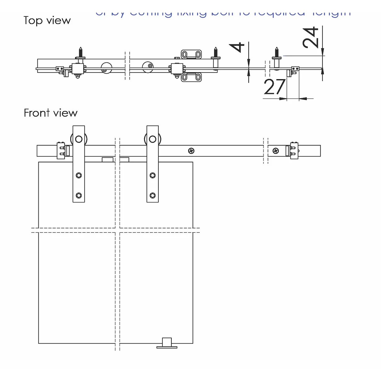 Barn Sliding Door System - 2m - Matt Black - Image 3