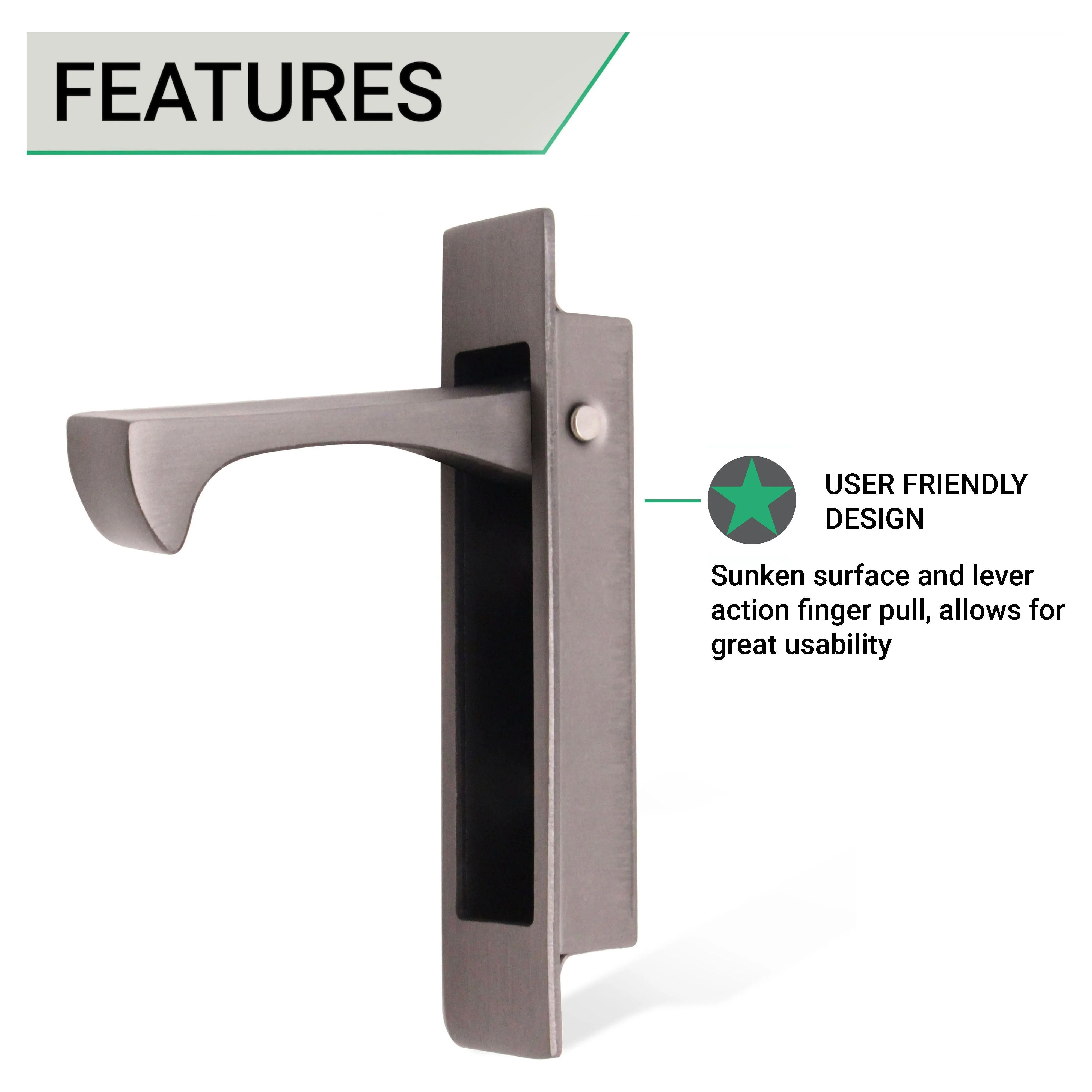 Sliding Pocket Door Edge Pull - 90mm x 18mm x 14mm Deep - Matt Bronze - Image 3