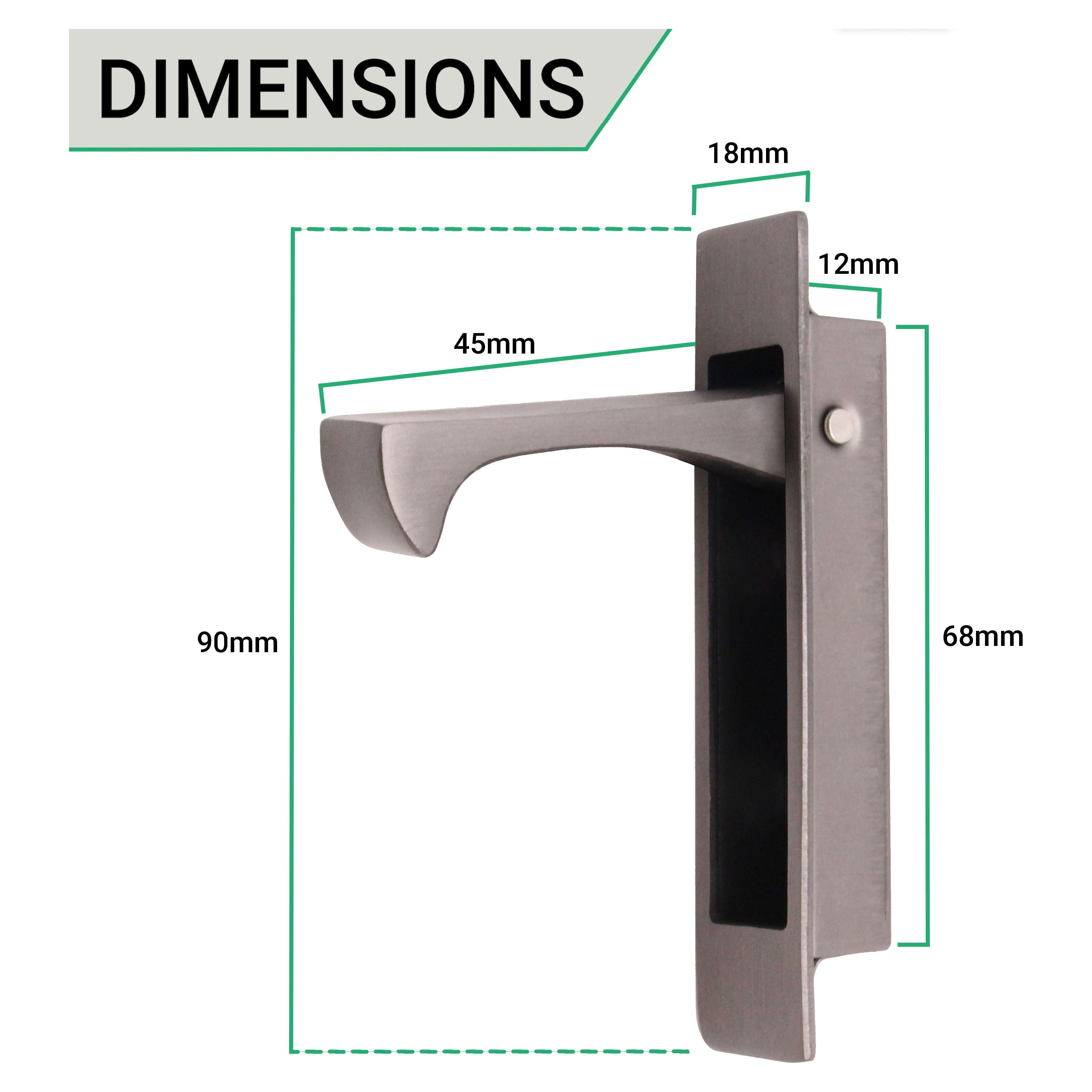 Sliding Pocket Door Edge Pull - 90mm x 18mm x 14mm Deep - Matt Bronze - Image 4