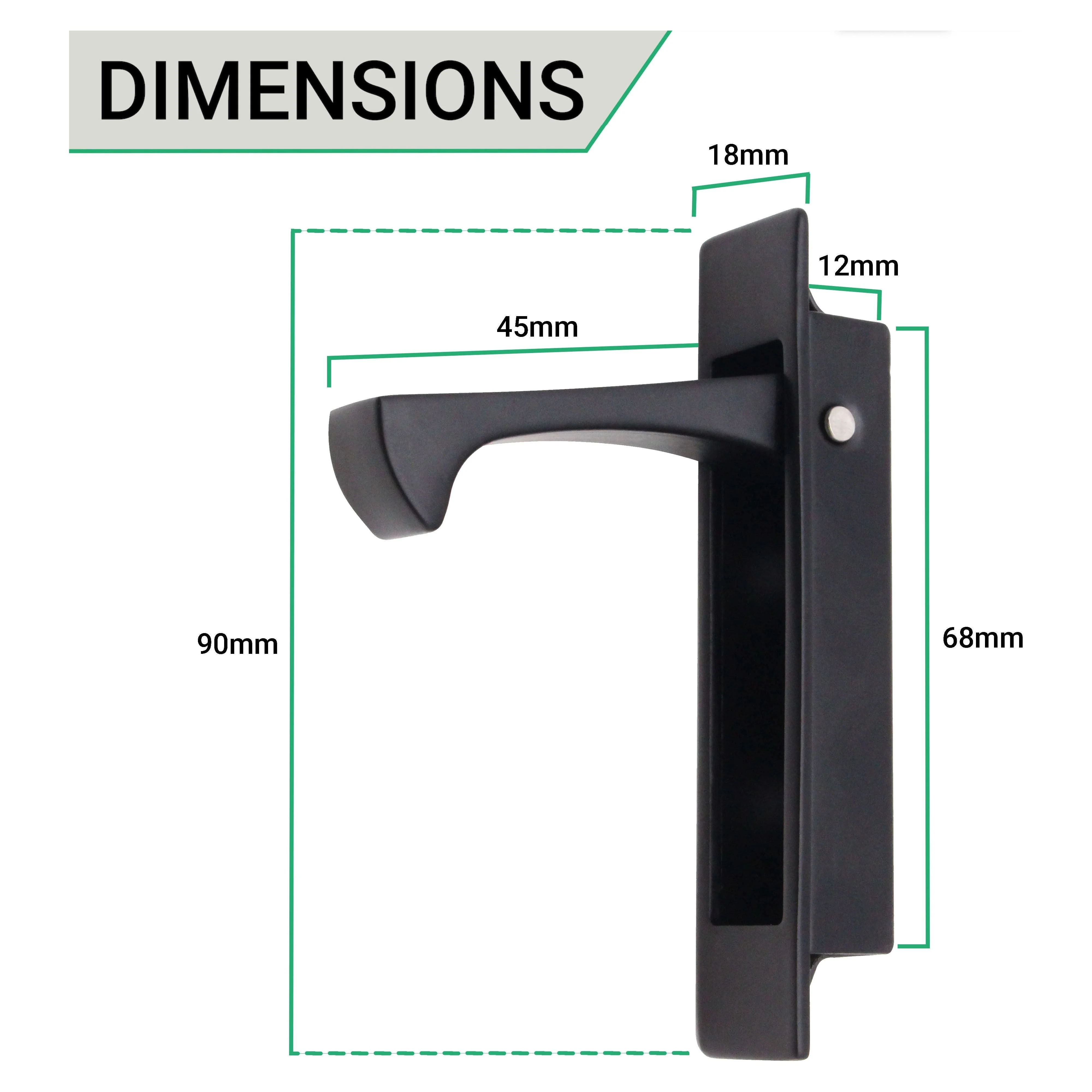 Sliding Pocket Door Edge Pull - 90mm x 18mm x 14mm Deep - Matt Black - Image 4
