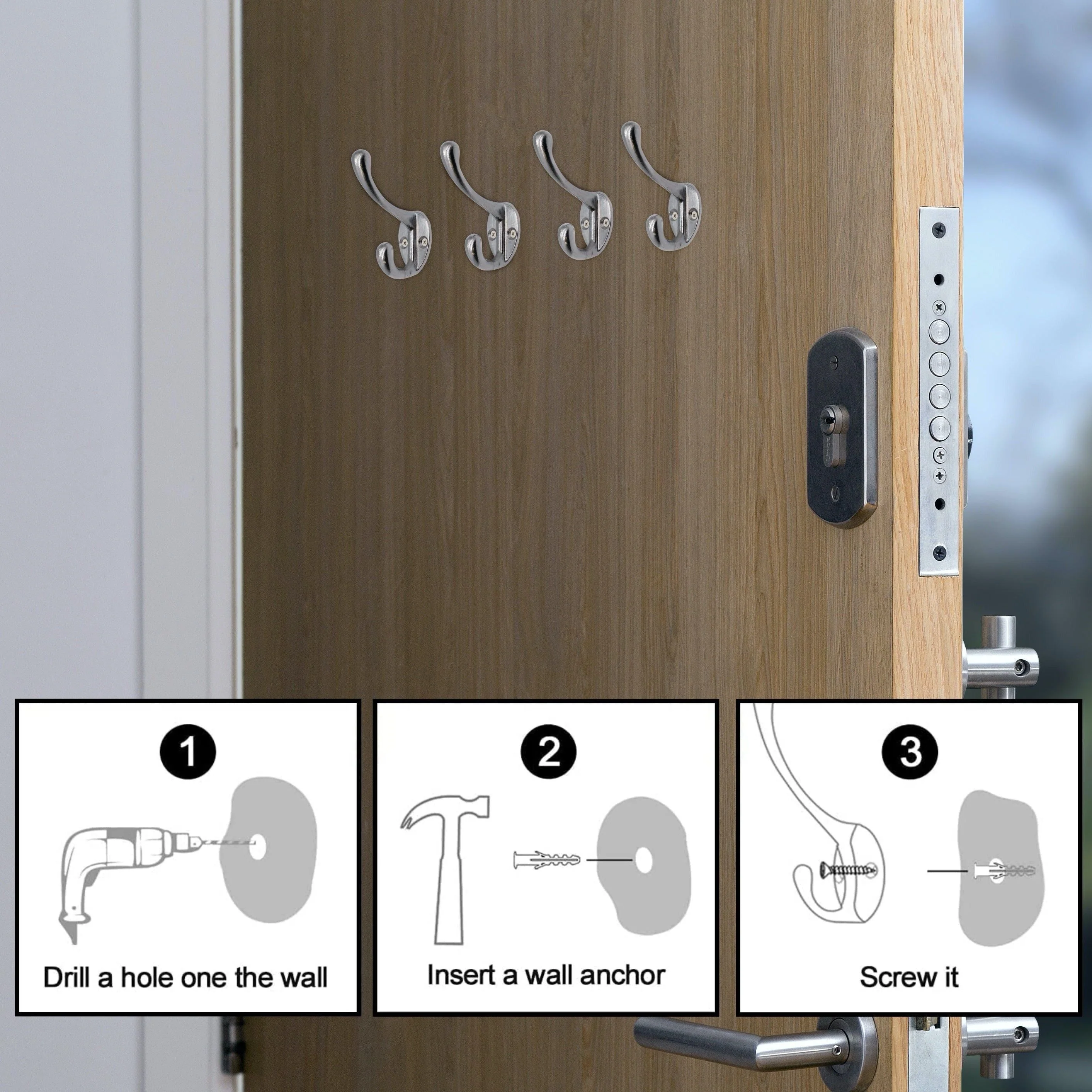 Hat Coat & Robe Hook - 60mm - Satin Chrome - Pack of 4 - Image 5
