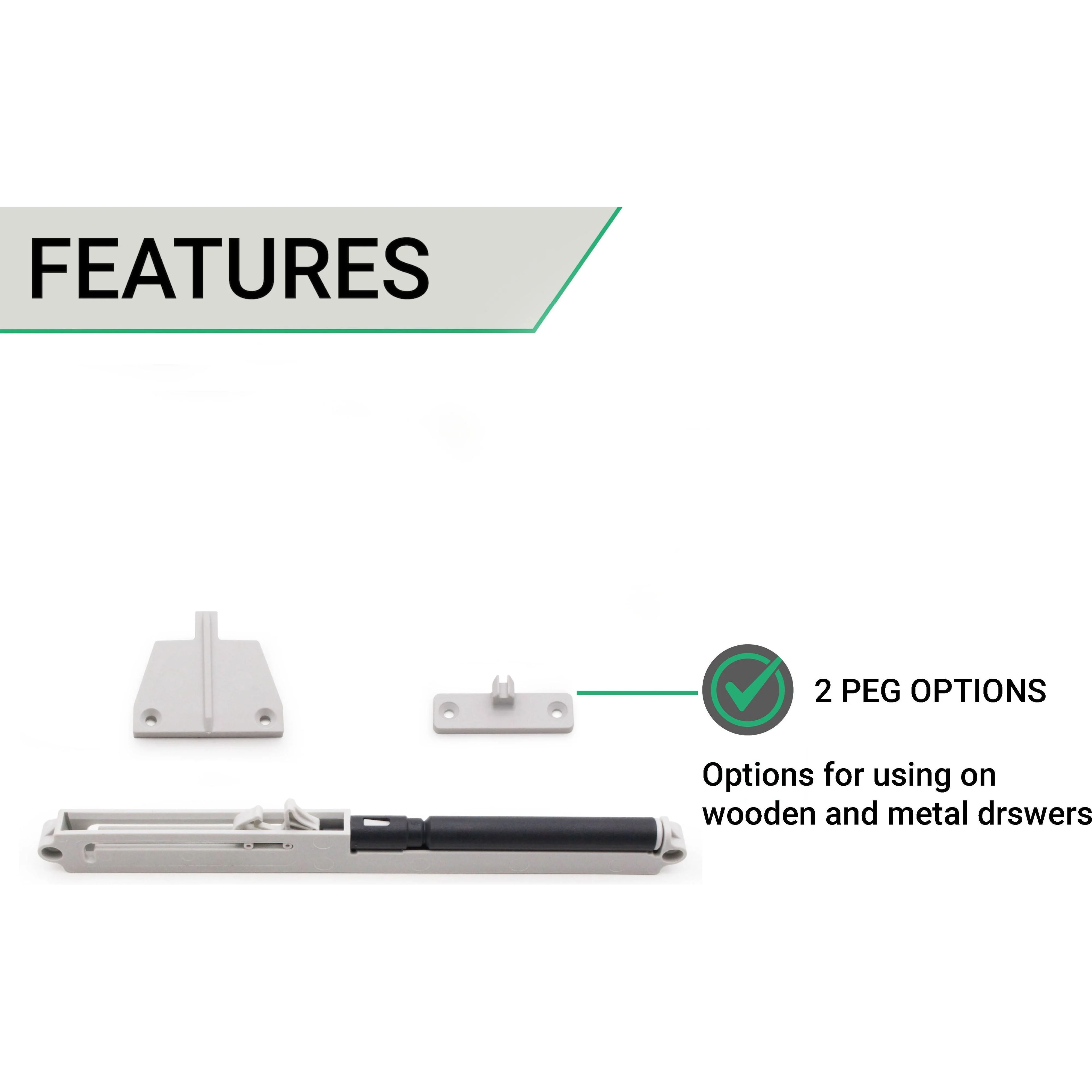 Soft Close Drawer Damper 25kg Force for Wood or Metal Drawers - Image 3