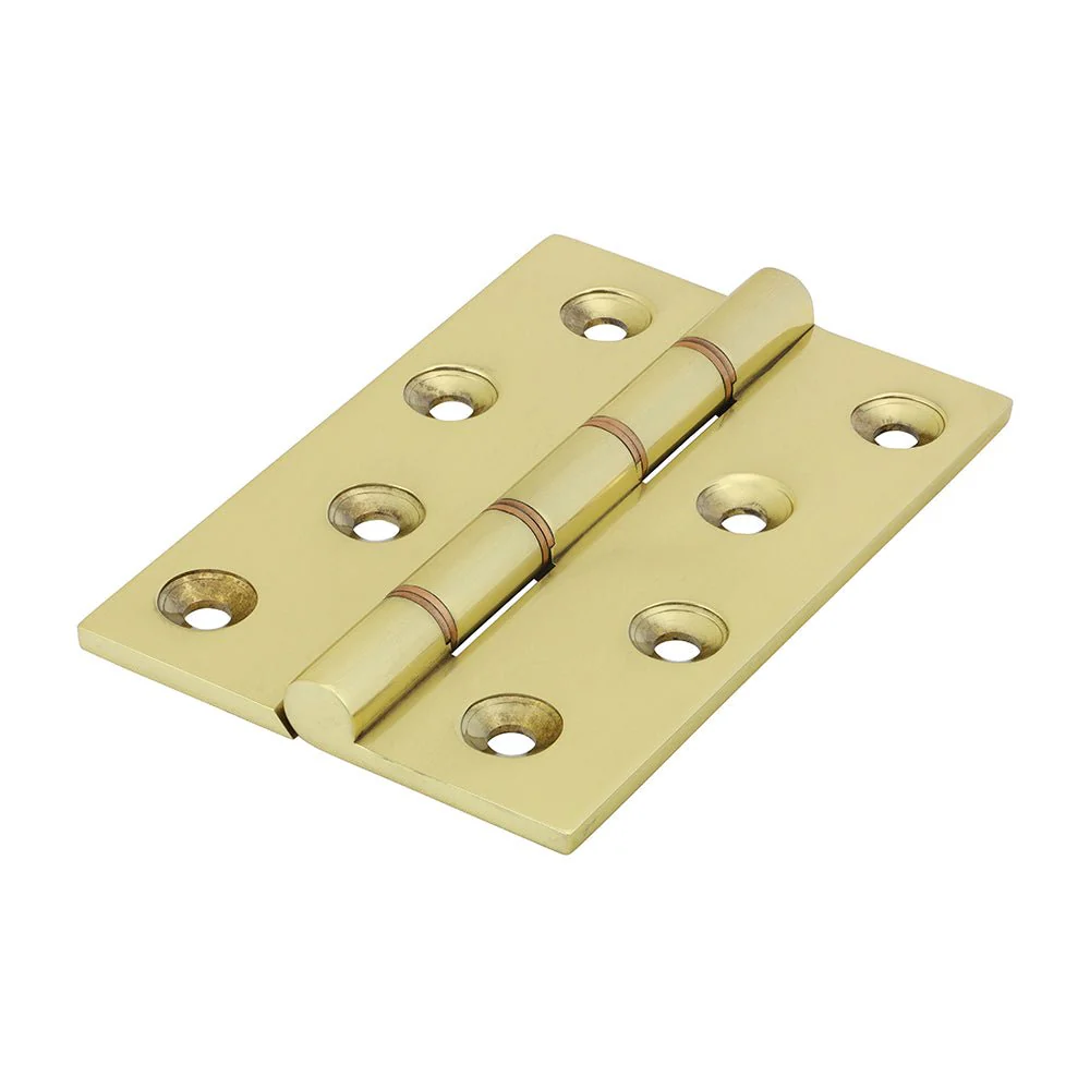 Solid Brass Double Phosphor Washer Hinge - 102 x 67mm - Polished Brass - 1 Pair