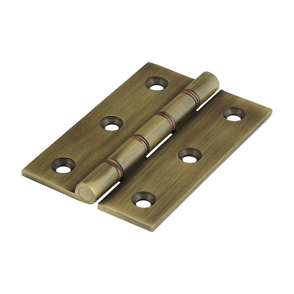 Solid Brass Double Phosphor Washer Hinge - 76 x 50mm - Antique Brass - 1 Pair