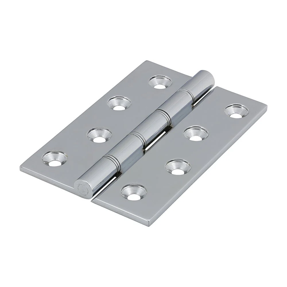 Solid Brass Double Stainless Steel Washer Hinge - 102 x 67mm - Polished Chrome
