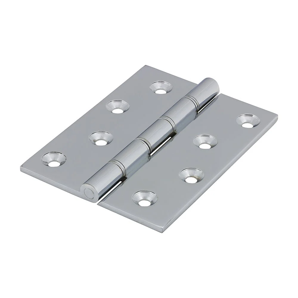 Solid Brass Double Stainless Steel Washer Hinge - 102 x 75mm - Polished Chrome