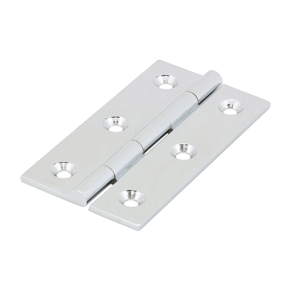 Solid Brass Solid Drawn Hinge - 64 x 35mm - Polished Chrome