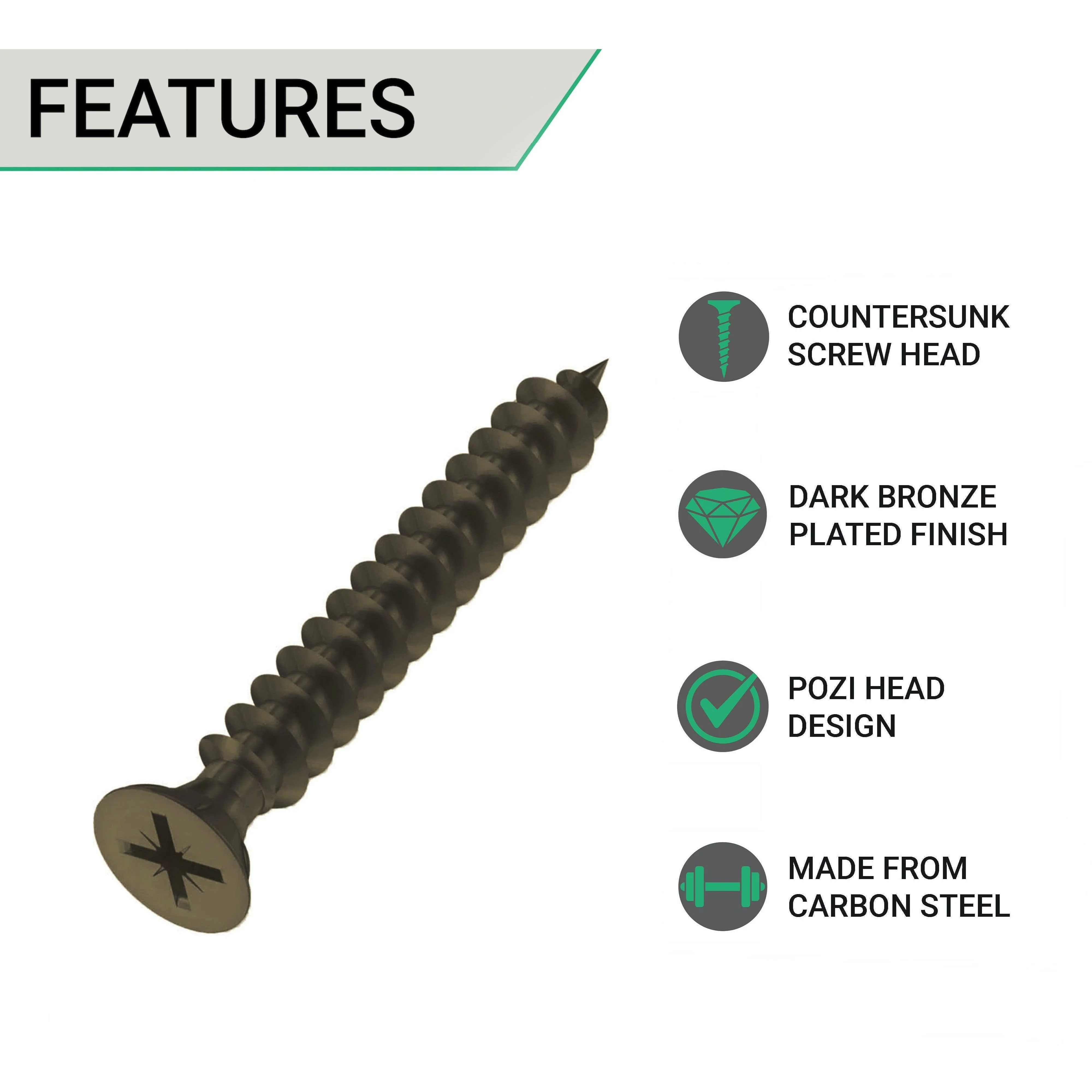 Spare Hinge Screws Pack 100 Pozi Wood Screw Countersunk - 4.0x25mm - Dark Bronze - Image 2