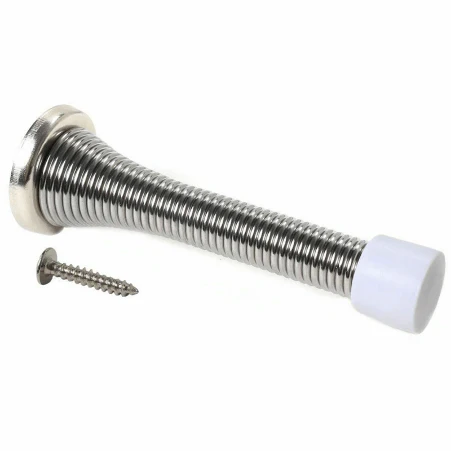 Spring Wall Mounted Door Stop - 75mm - Nickel Plated
