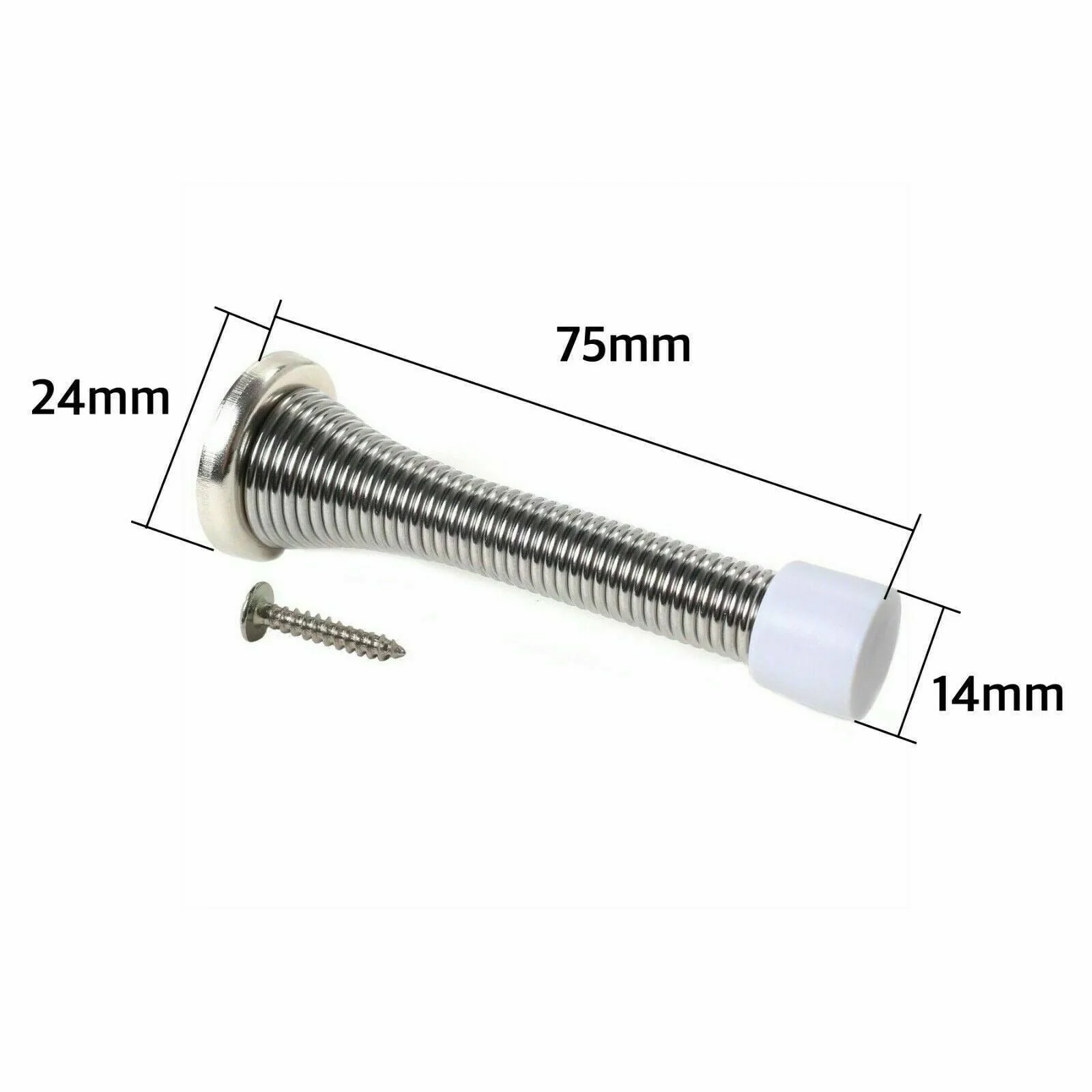 Spring Wall Mounted Door Stop - 75mm - Nickel Plated - Image 2