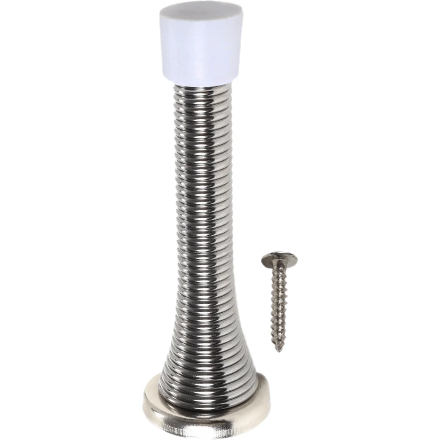 Spring Wall Mounted Door Stop - 75mm - Nickel Plated - Image 4