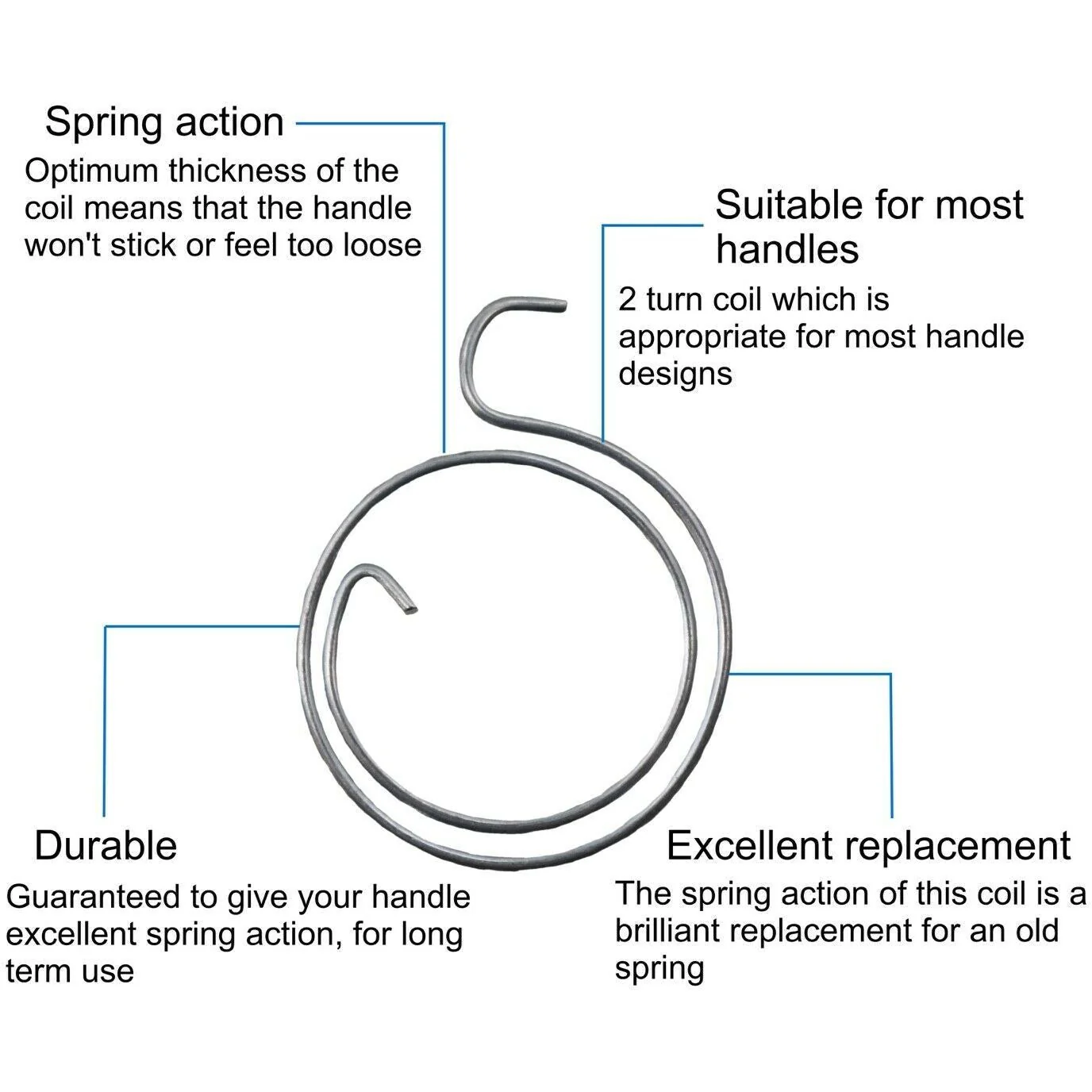 Replacement Door Handle Springs - Pack of 1 - Zinc Plated - Image 3