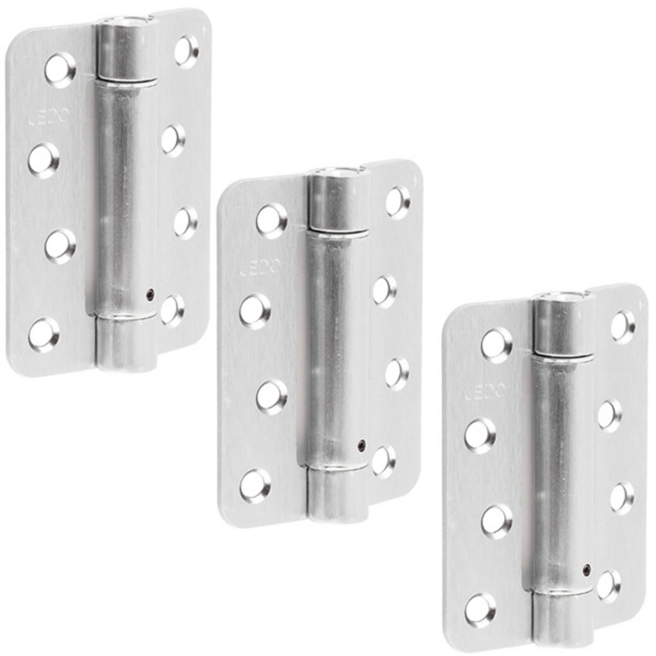 Spring Hinges Single Action Fire Door Pack 3 Self Closing - RADIUS CORNERS - 102x76x2.7mm - Satin Chrome - Pack of 3