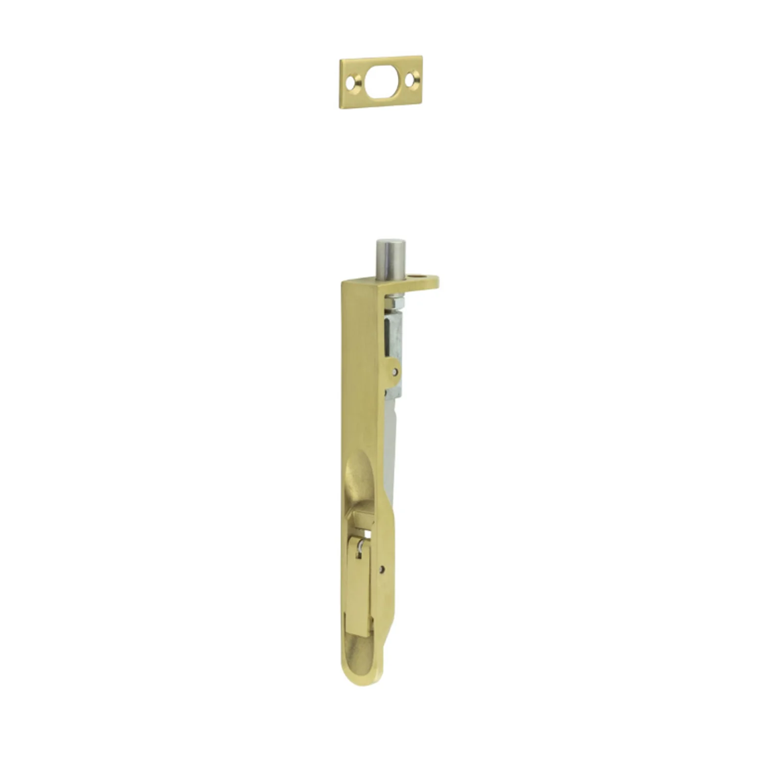 Stainless Steel Lever Action Flushbolts Square & Radiused Forend Satin Brass
