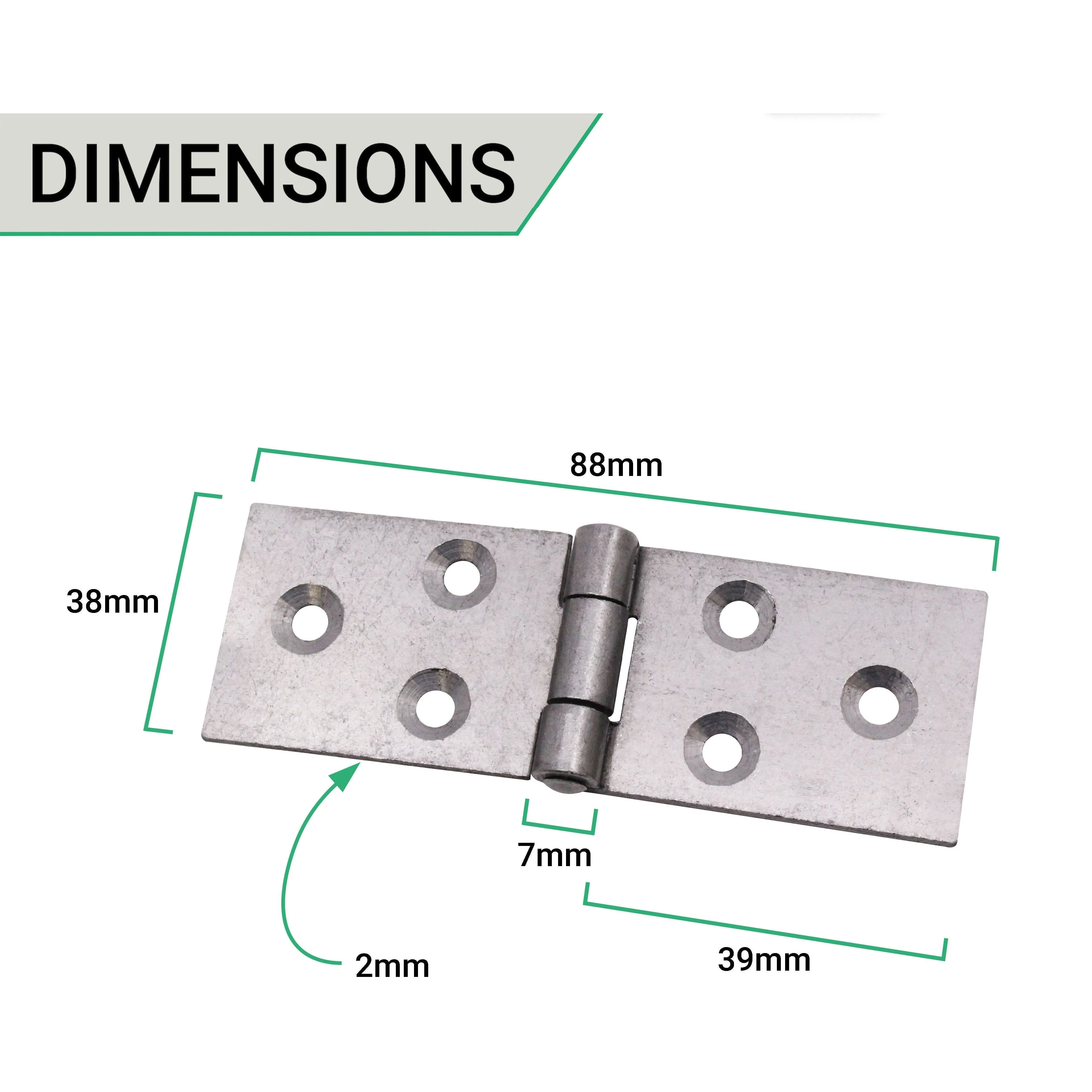 Steel Backflap Cabinet Hinges - 38mm - Self Colour - Pair - EXCLUDING Screws - Image 5