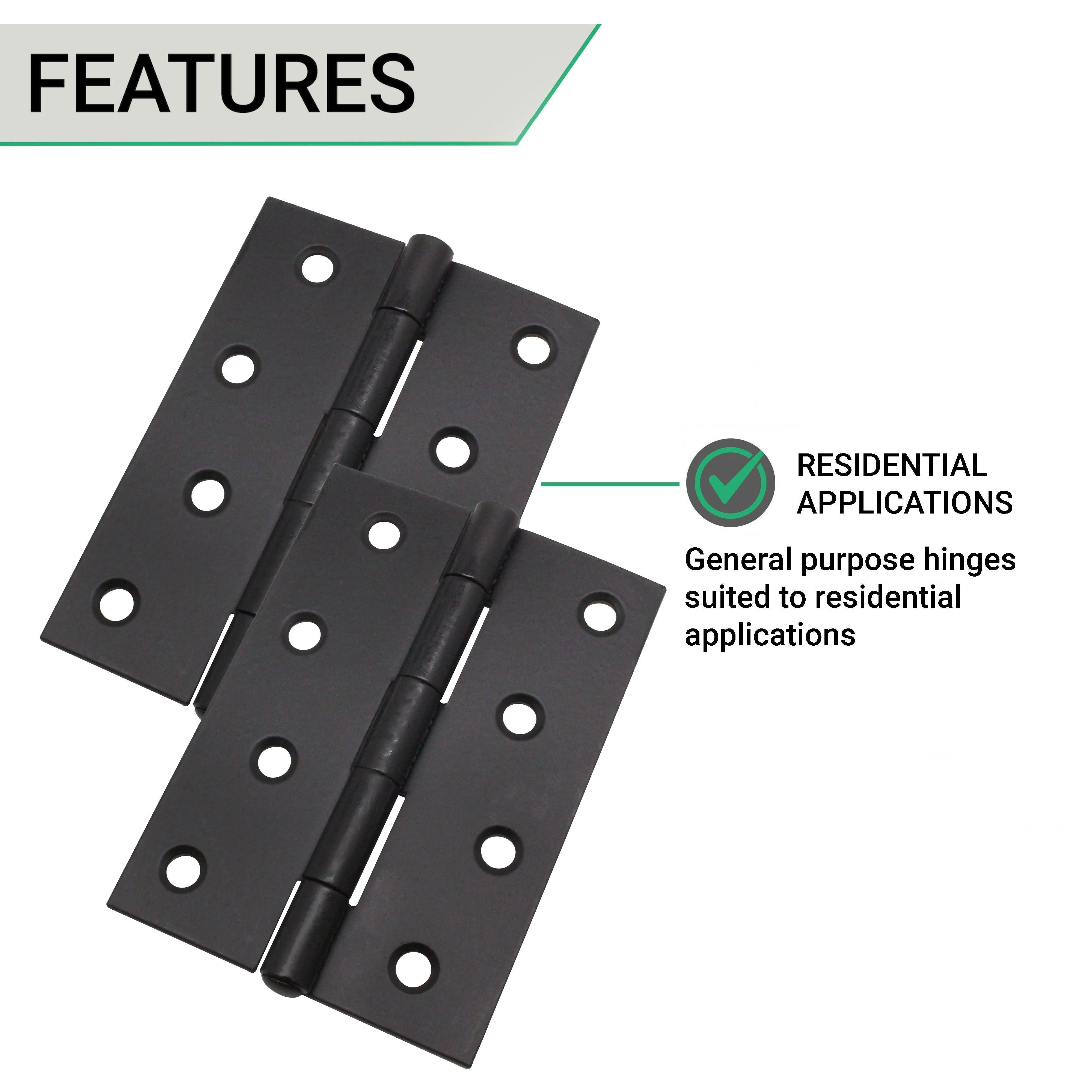 Steel Butt Hinges 1838 Fixed Pin Pattern - 102x70x2mm - Black Plated - Pair - EXCLUDING Screws - Image 6