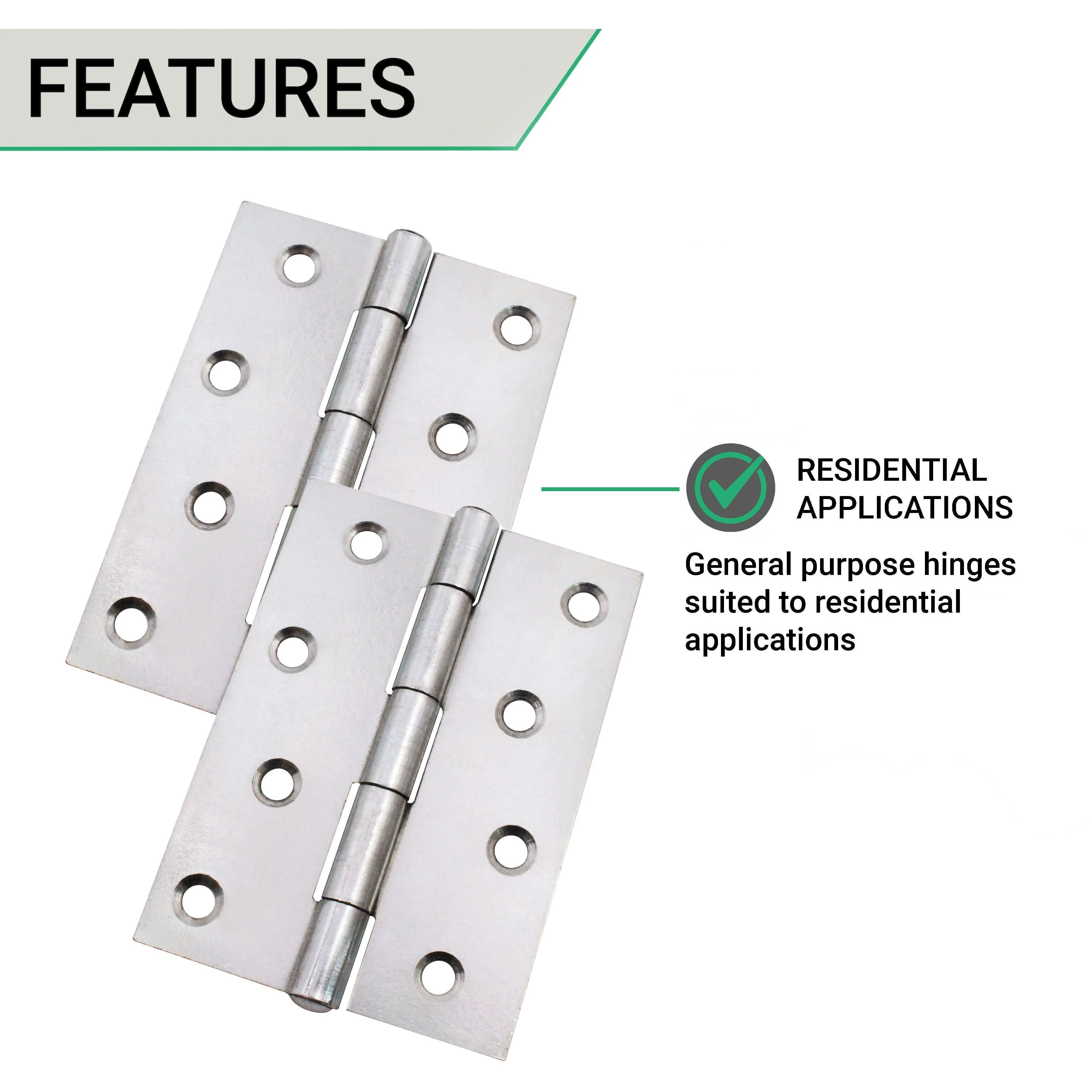 Steel Butt Hinges 1838 Fixed Pin Pattern - 102x67x2mm - Zinc Plated - Pair - EXCLUDING Screws - Image 7