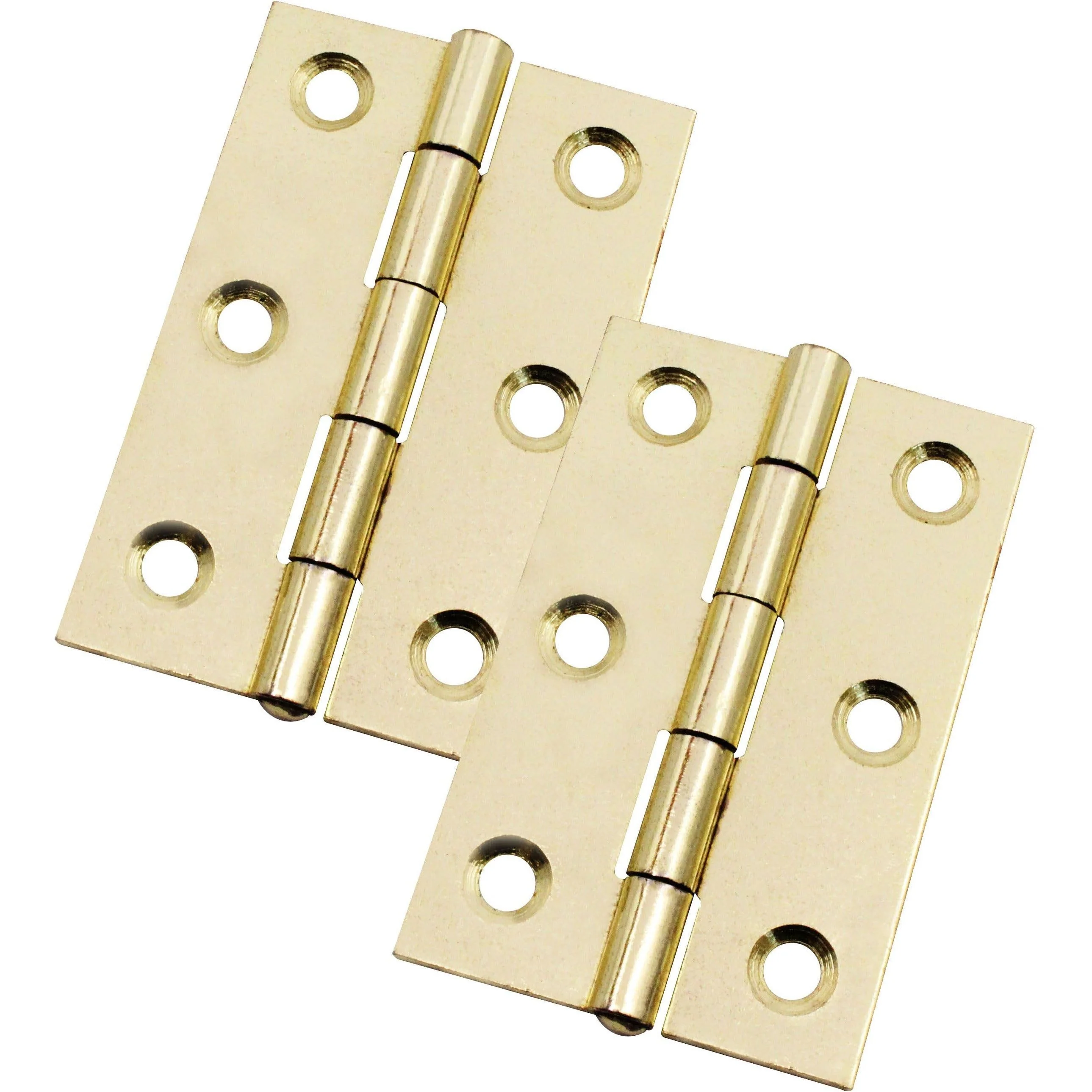Steel Butt Hinges 1838 Fixed Pin Pattern - 76x51x1.5mm - Brass Plated - Pair - EXCLUDING Screws - Image 2
