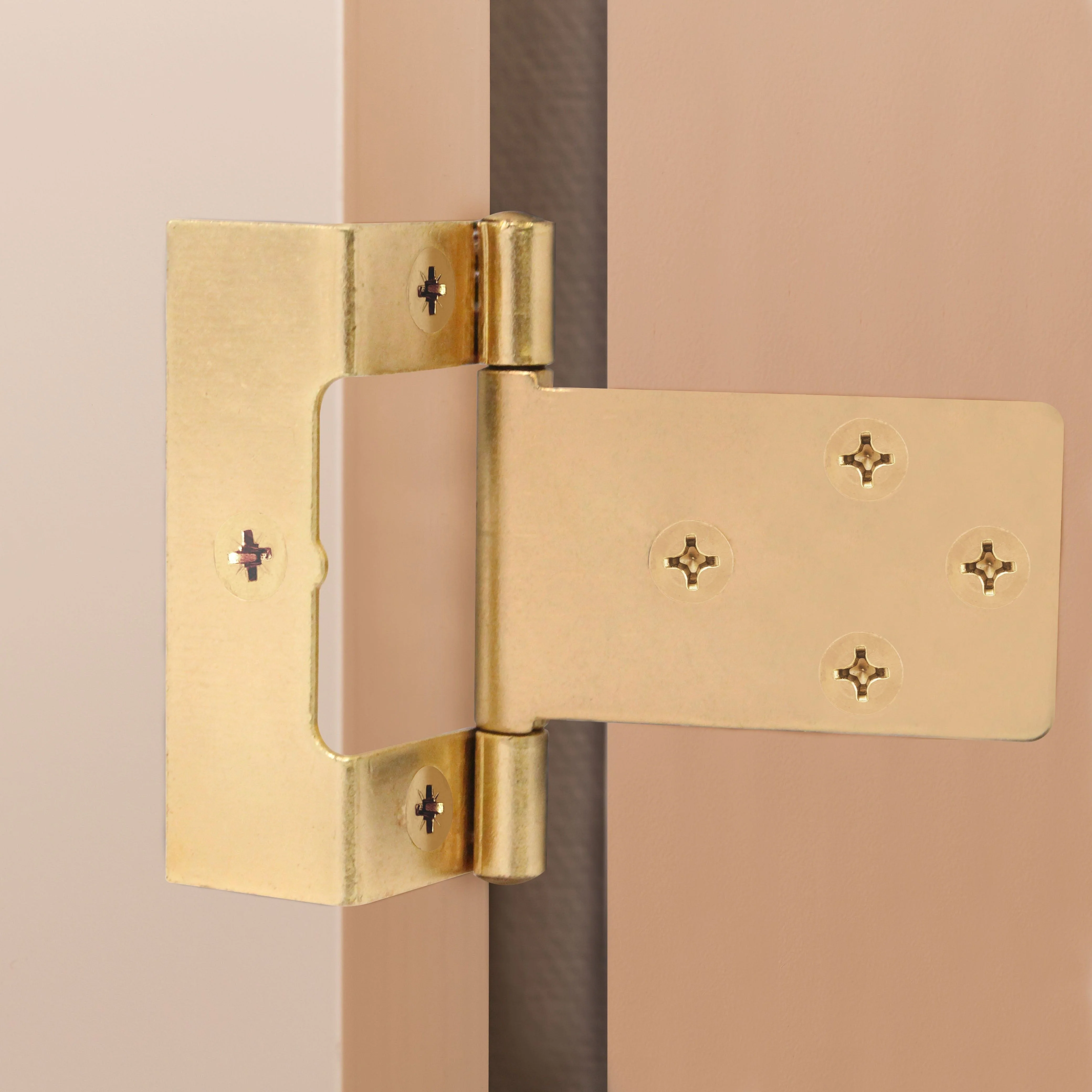 Steel Cranked Flush Cabinet Hinges - 50mm - Brass Plated - Pair - EXCLUDING Screws - Image 7