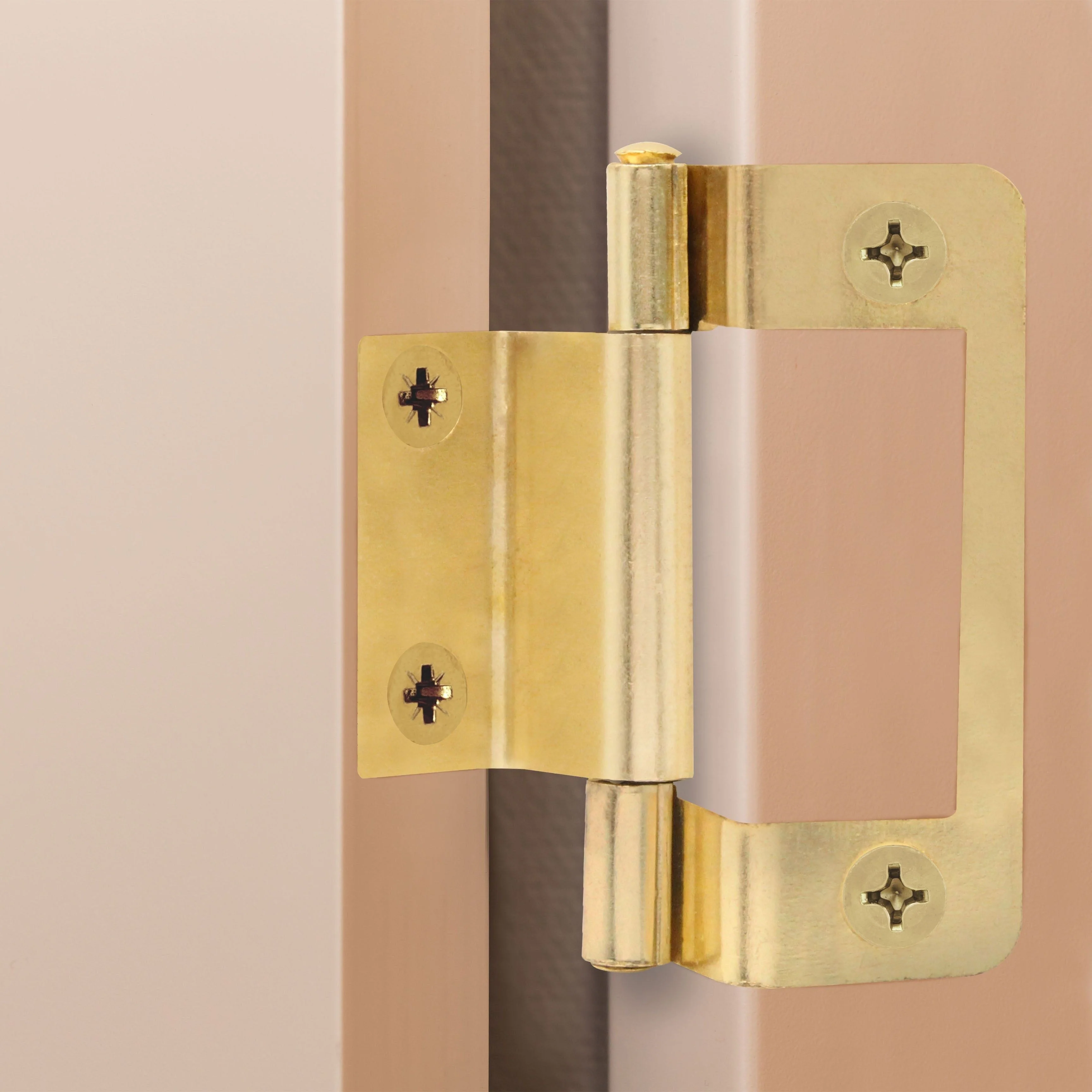 Steel Double Cranked Flush Cabinet Hinges - 50mm - Brass Plated - Pair - EXCLUDING Screws - Image 7